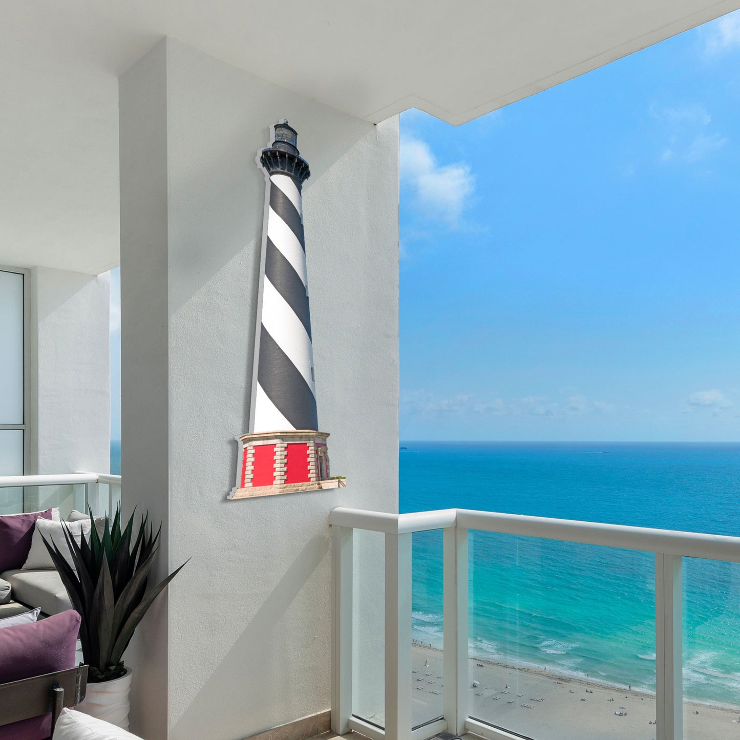 Lighthouse Wall Art, Cape Hatteras North Carolina, Lighthouse Sign, Indoor Outdoor Weatherproof PVC Decor, 3 - 5 Feet