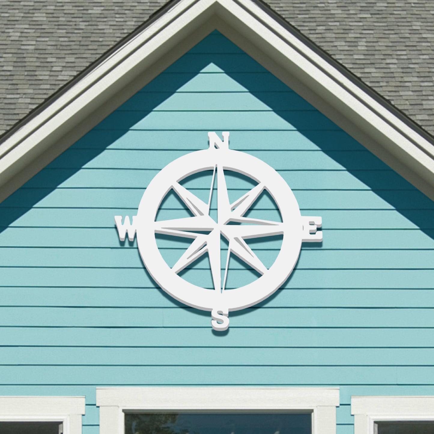 Outdoor Nautical Compass Sign - Outdoor PVC Coastal Wall Art for Beach House, Garage, Shed - Compass Rose Wall Decor