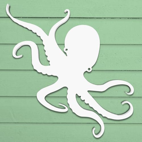 Outdoor Octopus Wall Art – PVC Coastal Beach House Decoration – Octopus Sign – Weatherproof Nautical Wall Hanging – Ocean-Inspired Home Decor