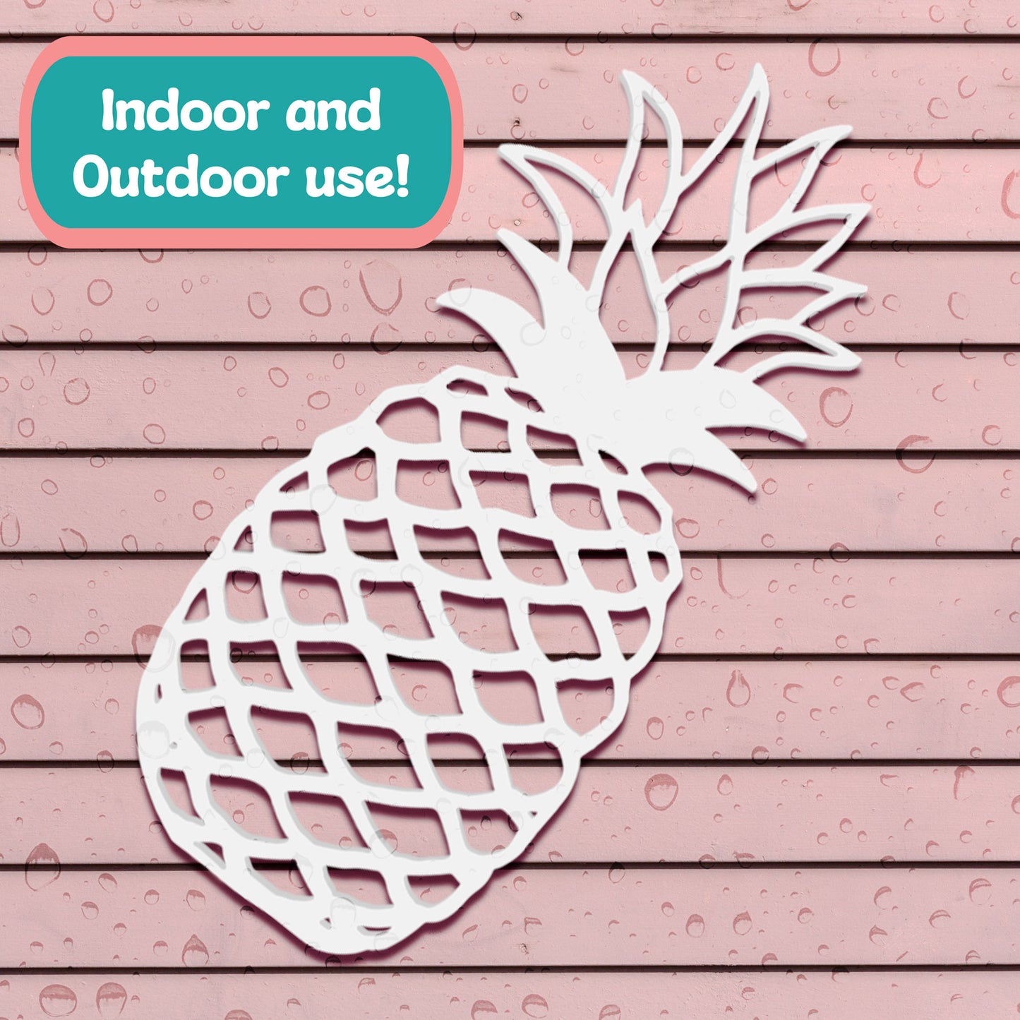 Outdoor Pineapple Wall Art – Tropical Beach House PVC Decoration for Pool, Patio, or Coastal Cottage Décor – Weatherproof Pineapple Sign, 2 - 4 Feet