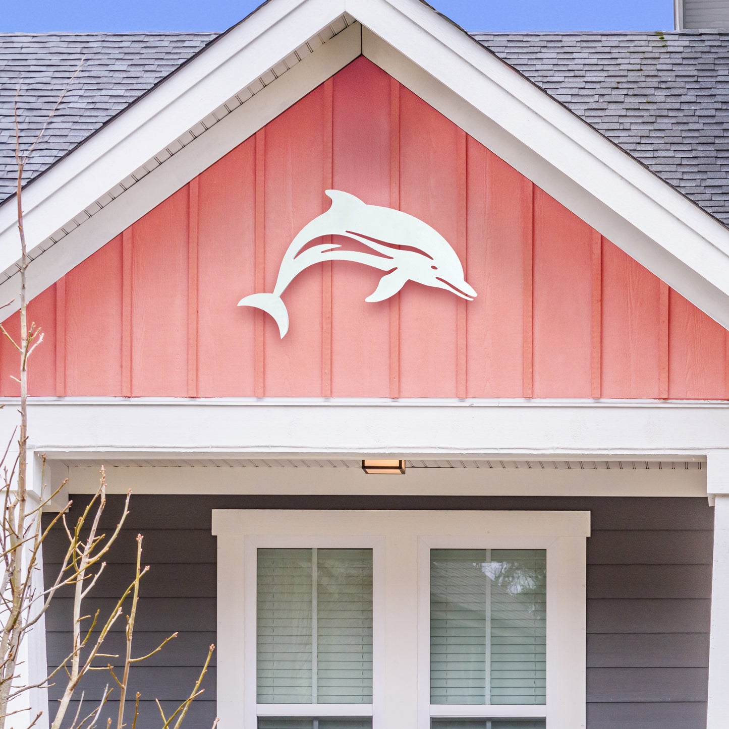 Outdoor Dolphin Wall Art – Coastal Beach House Wall Decor – PVC Dolphin Sign Indoor Outdoor – Nautical Marine Animal Decor for Pool, Shed, Garage, 4 Foot