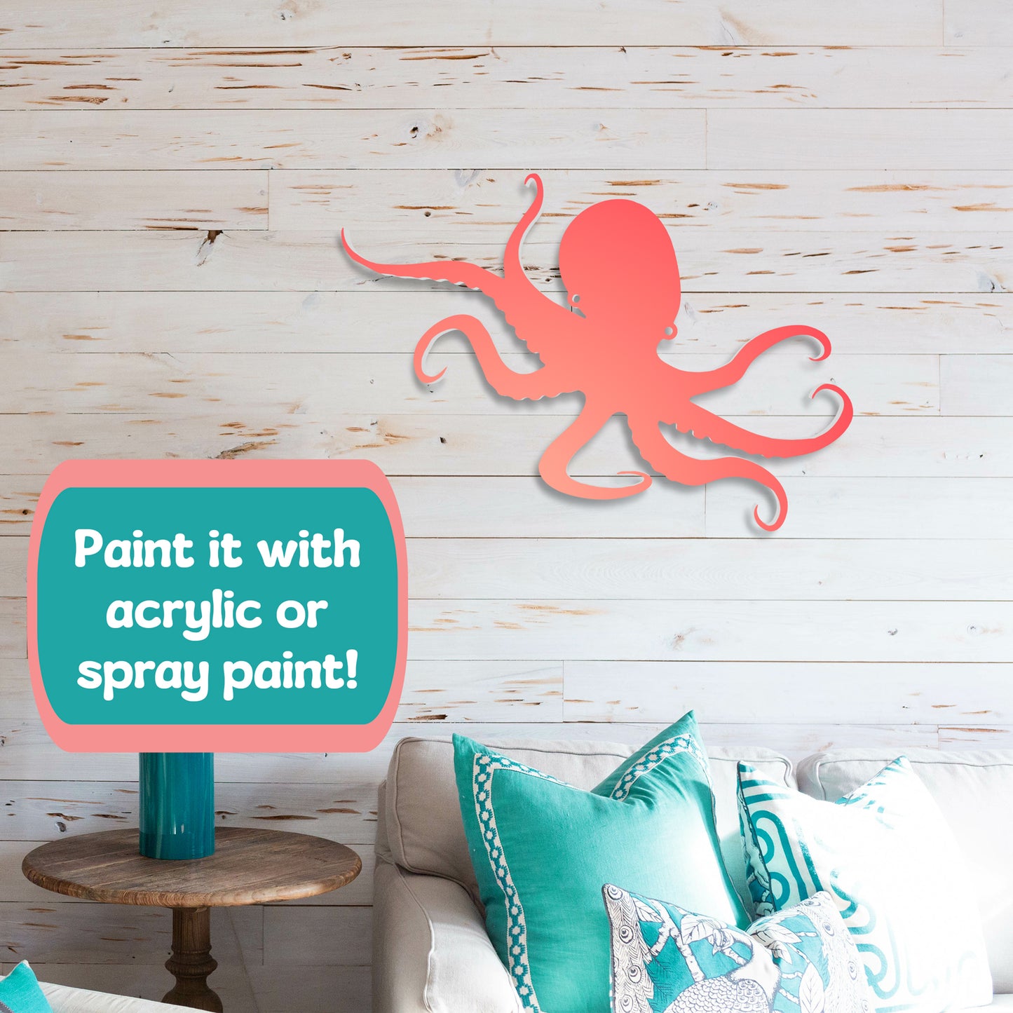 Outdoor Octopus Wall Art – PVC Coastal Beach House Decoration – Octopus Sign – Weatherproof Nautical Wall Hanging – Ocean-Inspired Home Decor