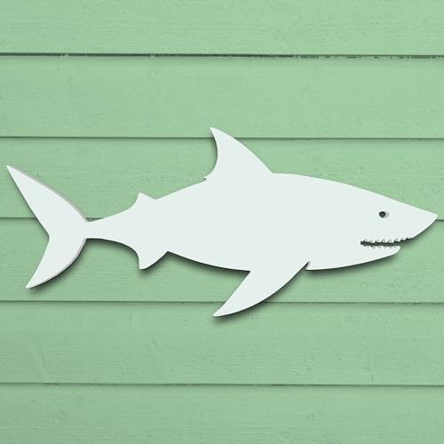 Outdoor Shark Wall Art – Weatherproof PVC Shark Decor for Beach House, Cottage, and Nautical Themed Spaces, Ocean Wall Hanging, 2 Foot