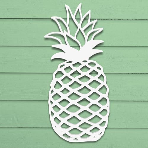Outdoor Pineapple Wall Art – Tropical Beach House PVC Decoration for Pool, Patio, or Coastal Cottage Décor – Weatherproof Pineapple Sign, 2 - 4 Feet
