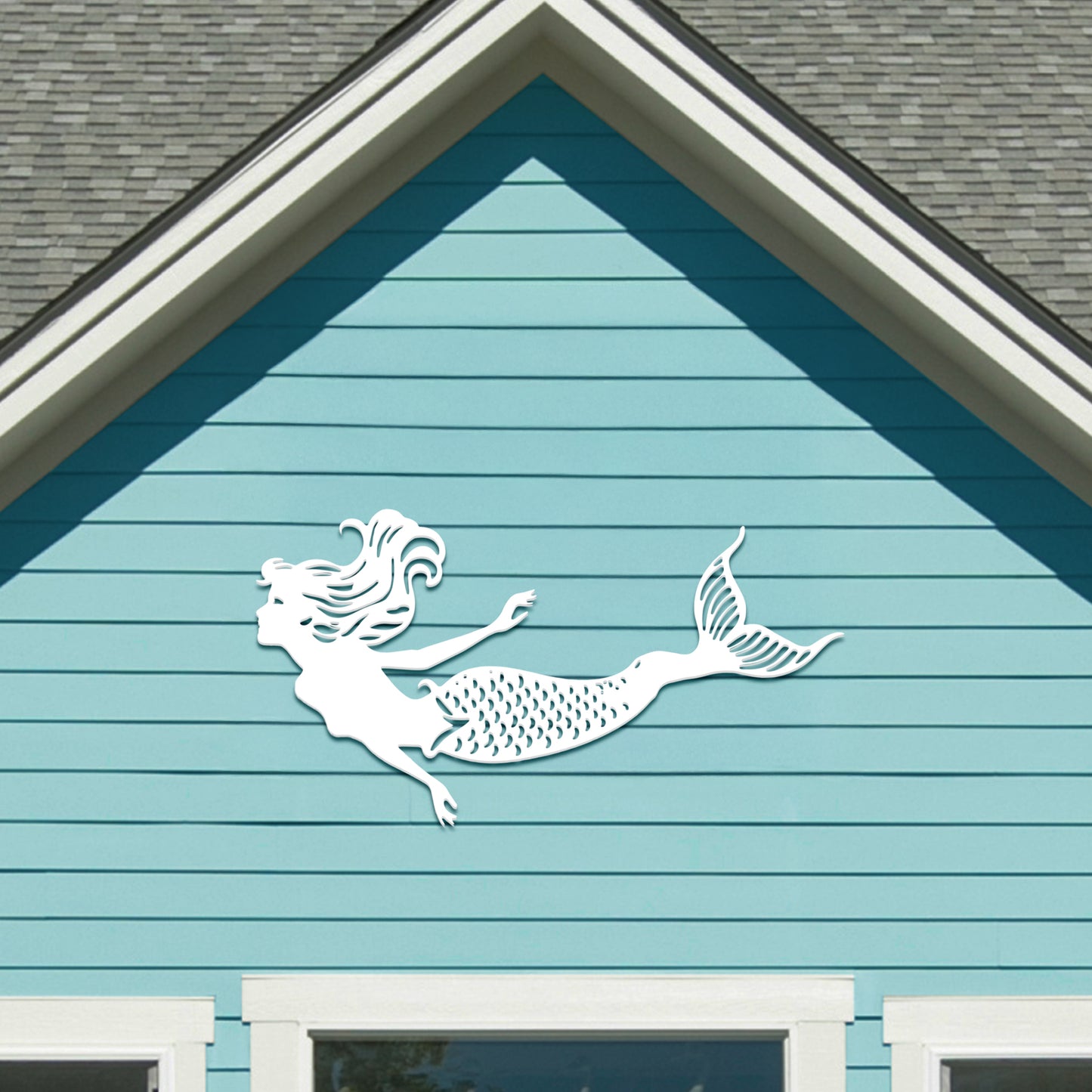 Outdoor Mermaid Wall Art – Weatherproof PVC Mermaid Decoration for Beach House, Fence, Porch, Pool Area – Handmade Coastal Wall Decor