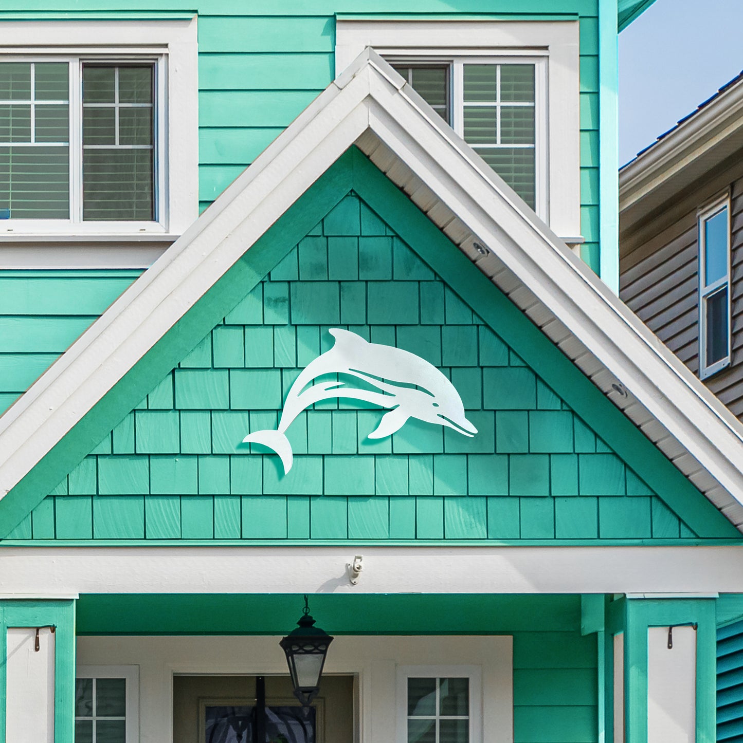 Outdoor Dolphin Wall Art – Coastal Beach House Wall Decor – PVC Dolphin Sign Indoor Outdoor – Nautical Marine Animal Decor for Pool, Shed, Garage, 4 Foot