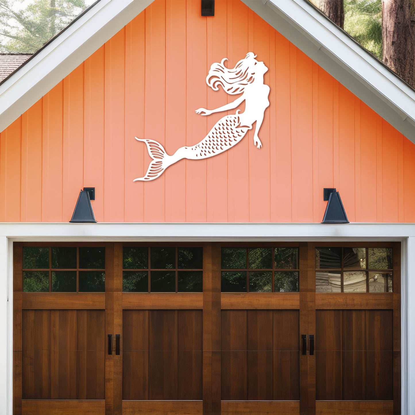 Outdoor Mermaid Wall Art – Weatherproof PVC Mermaid Decoration for Beach House, Fence, Porch, Pool Area – Handmade Coastal Wall Decor