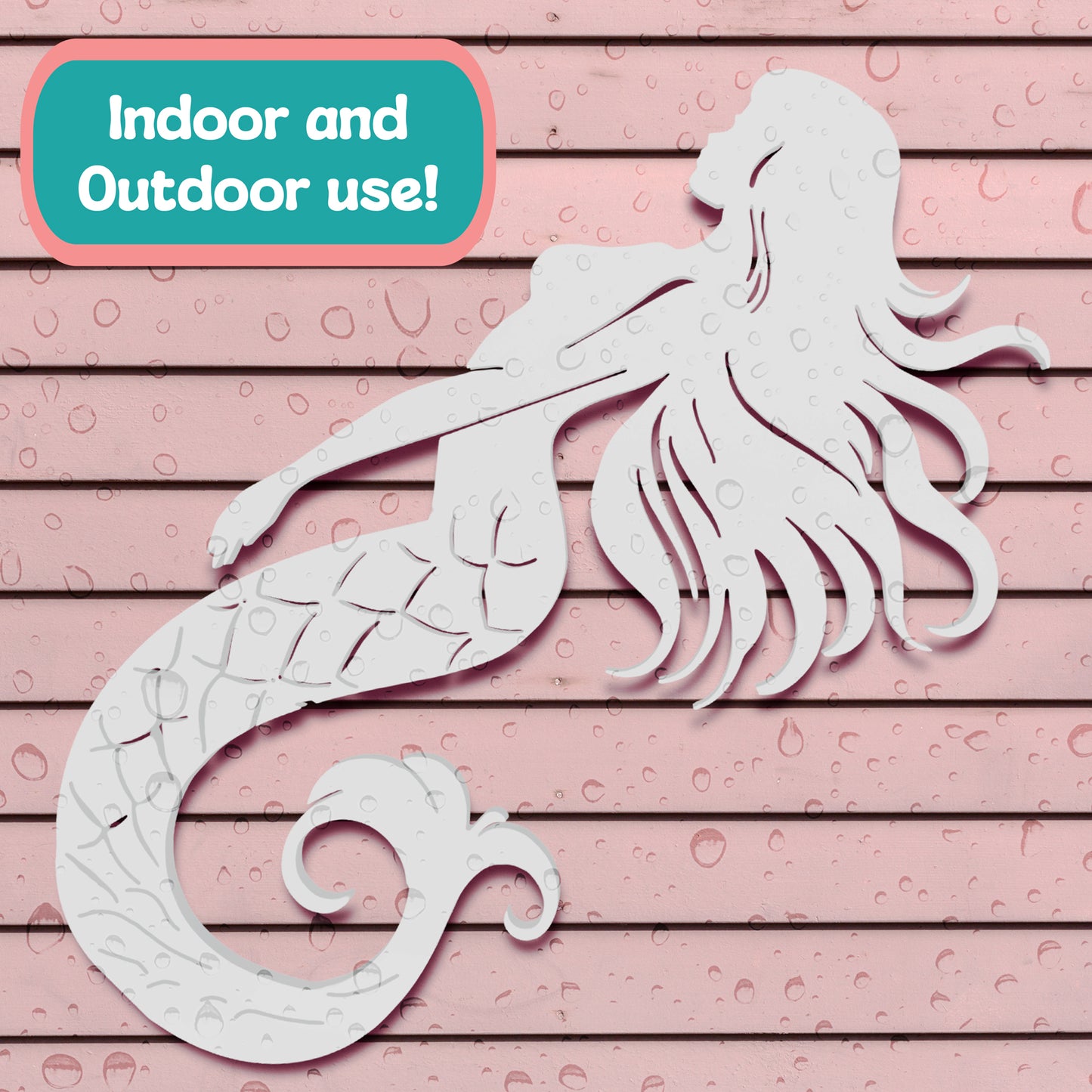 Weatherproof PVC Mermaid sign photographed in natural sunlight, emphasizing thickness and texture.