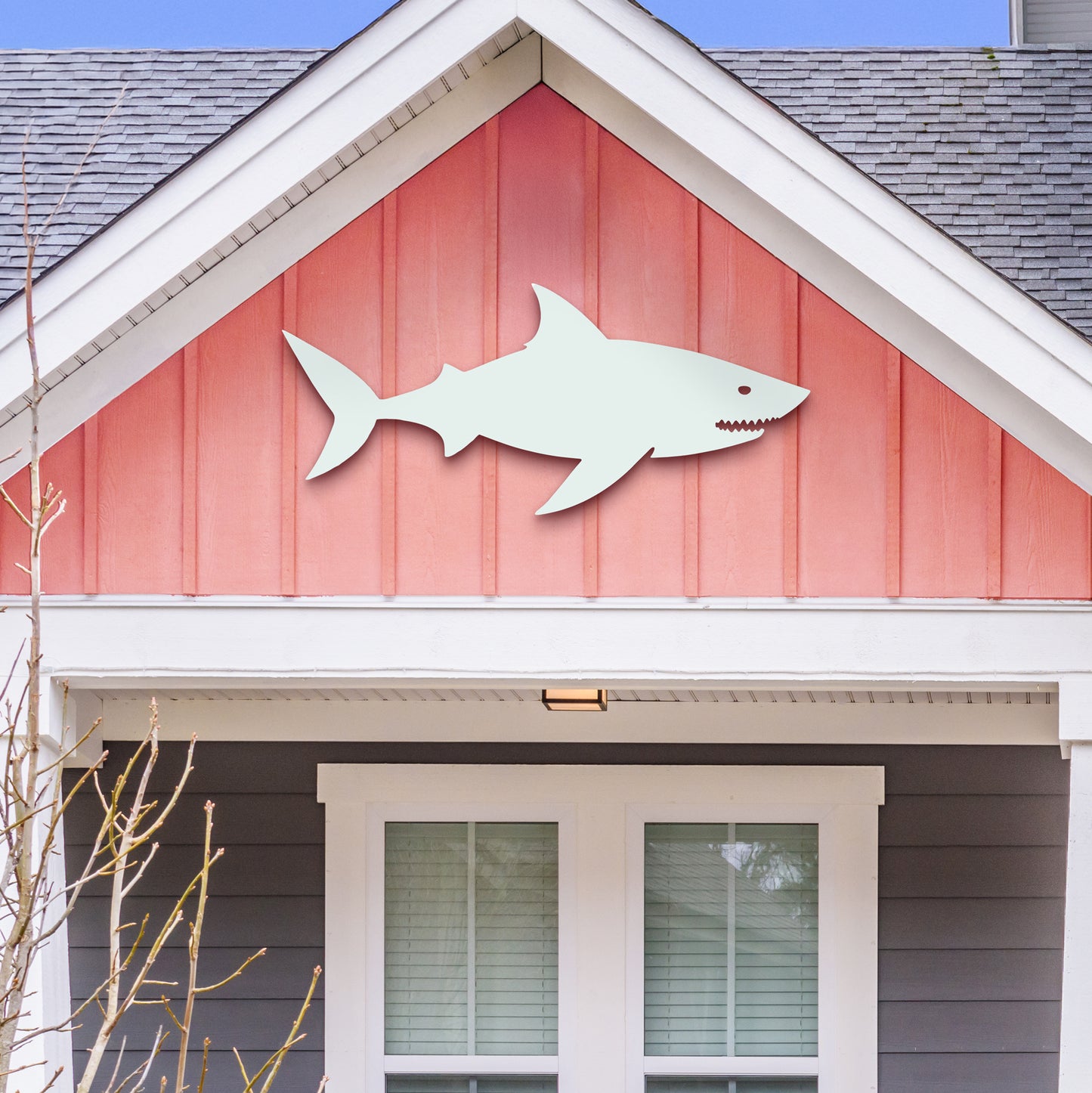 Outdoor Shark Wall Art – Weatherproof PVC Shark Decor for Beach House, Cottage, and Nautical Themed Spaces, Ocean Wall Hanging, 2 Foot