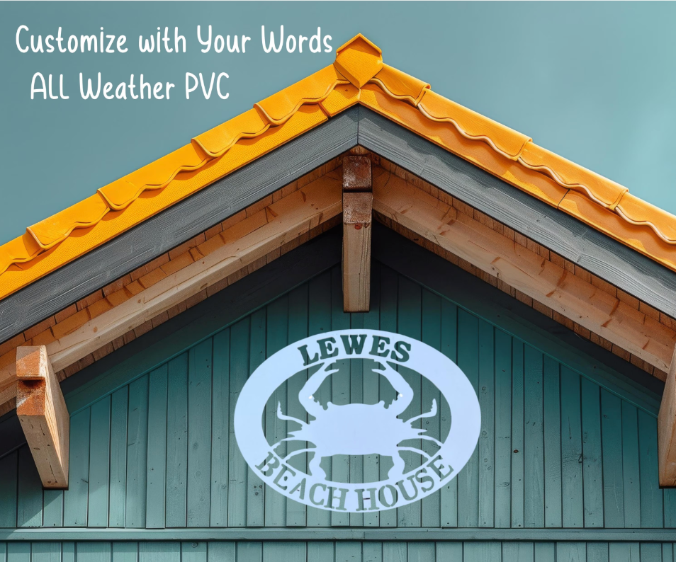 Outdoor Custom Crab Sign, Weather Resistant PVC, Personalized Beach House Decor