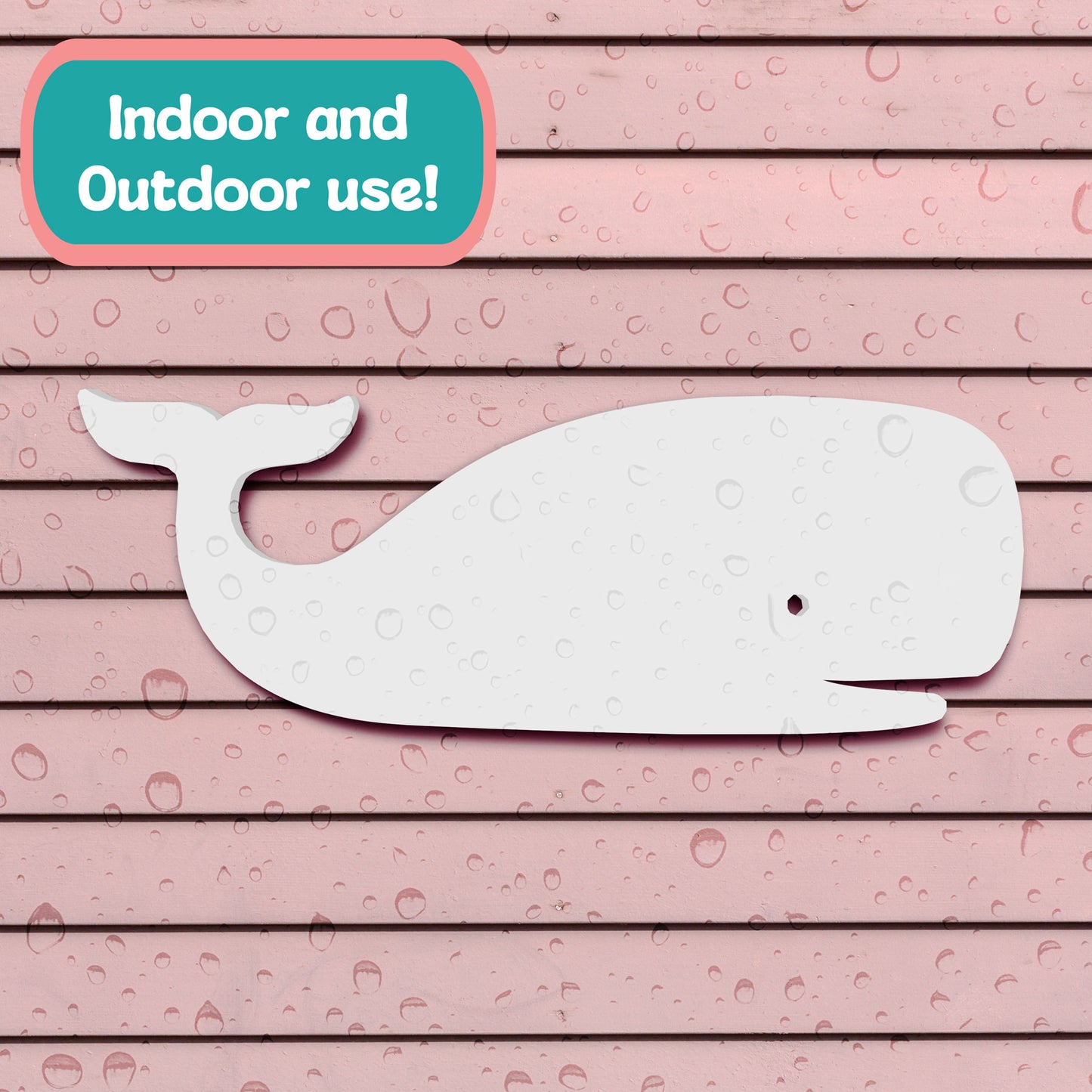Outdoor Whale Wall Decor – White PVC Beach House Wall Art, Coastal Whale Sign Exterior & Interior – Nautical Ocean Decoration for Pool, Fence, Shed