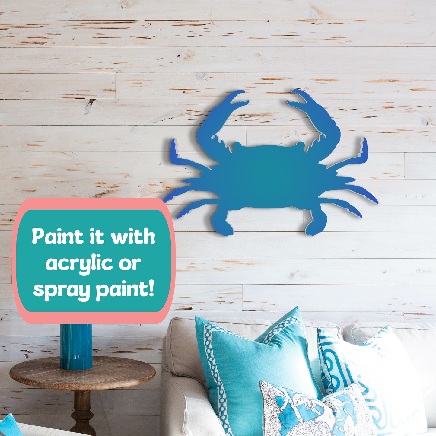 Outdoor Crab Sign, Crab Decoration and Wall Art, PVC Weather Resistant Crab Decor for Yard, House or Patio, Beach House Decoration