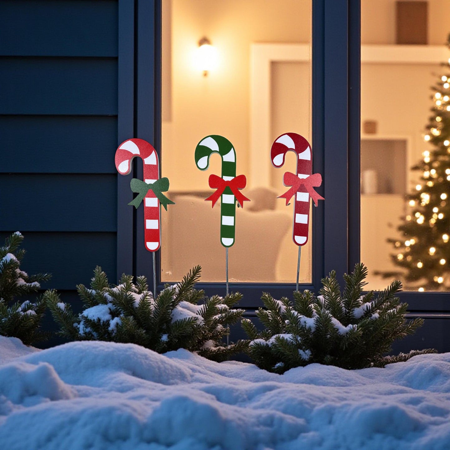 Candy Cane Yard Stakes: Weatherproof PVC Christmas Lawn Decor, Outdoor Holiday Decorations