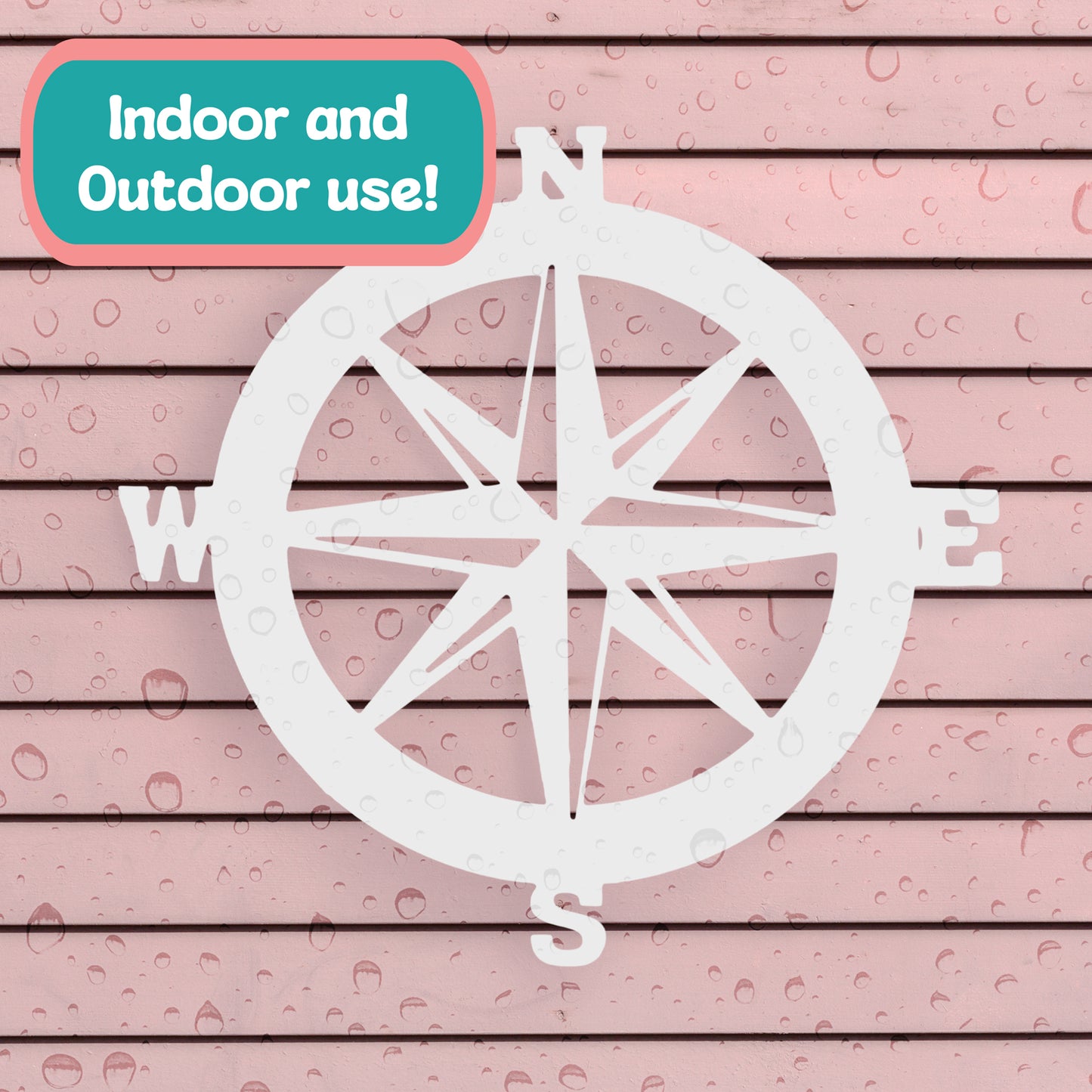 Outdoor Nautical Compass Sign - Outdoor PVC Coastal Wall Art for Beach House, Garage, Shed - Compass Rose Wall Decor