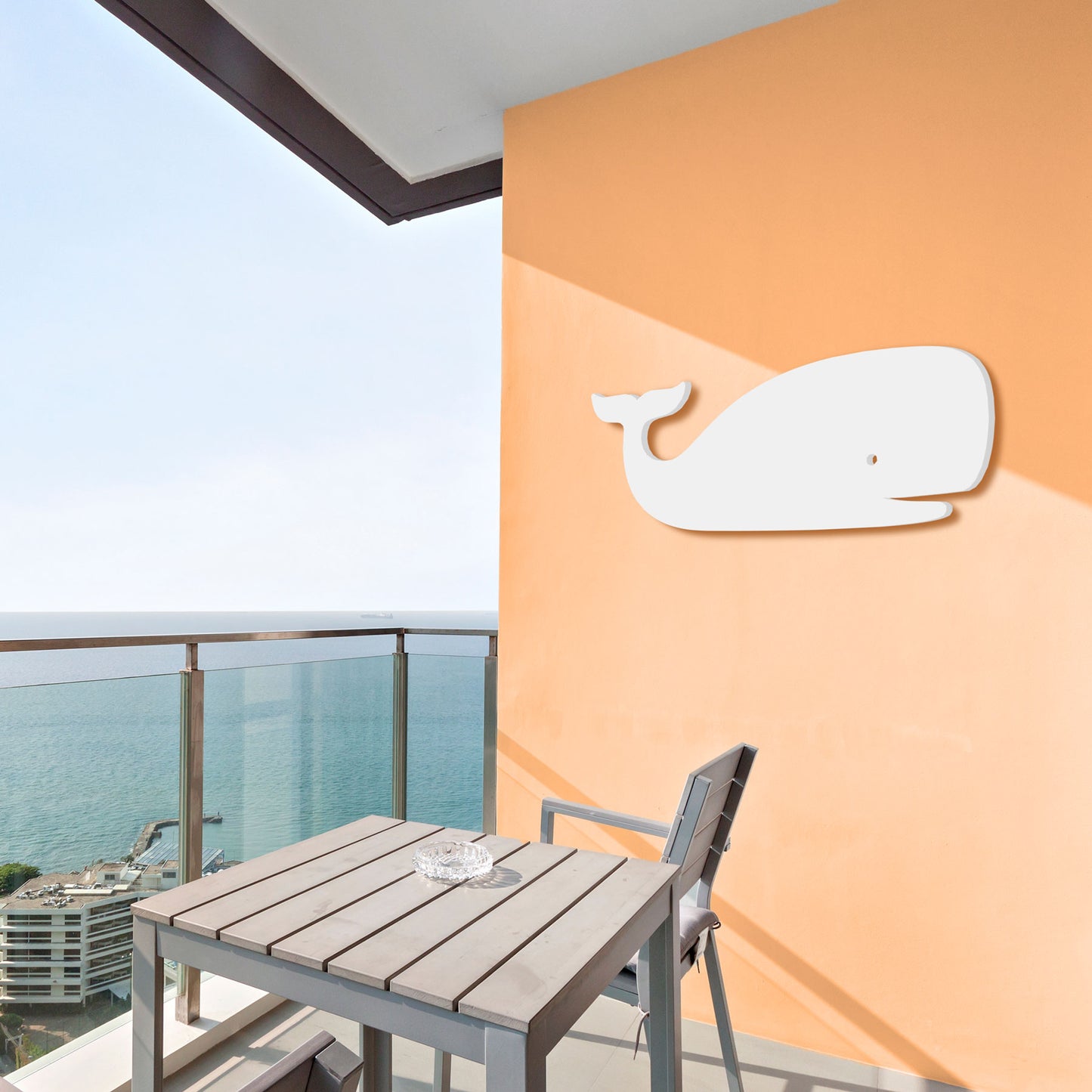 Outdoor Whale Wall Decor – White PVC Beach House Wall Art, Coastal Whale Sign Exterior & Interior – Nautical Ocean Decoration for Pool, Fence, Shed