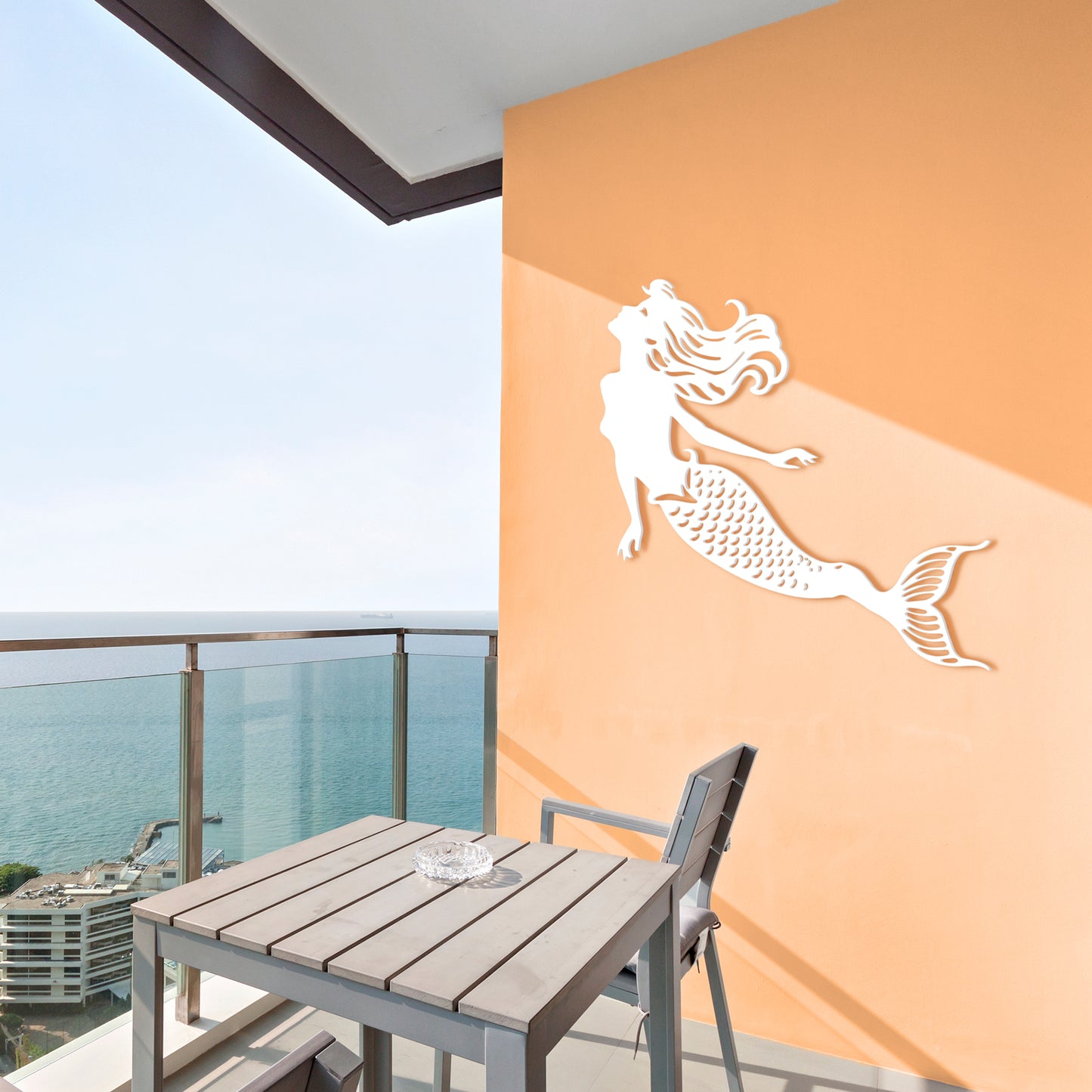 Outdoor Mermaid Wall Art – Weatherproof PVC Mermaid Decoration for Beach House, Fence, Porch, Pool Area – Handmade Coastal Wall Decor