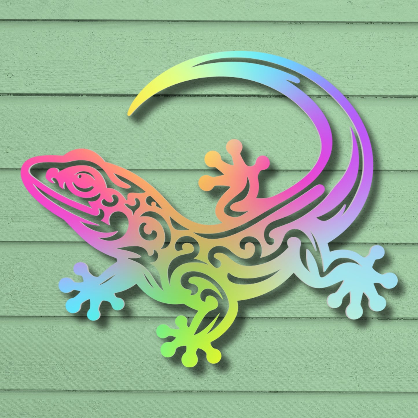 Outdoor Gecko Wall Art – PVC Lizard Decor for Fence, Patio, Garden, Porch – Gecko Decoration – Tropical Wall Hanging for Home or Yard, 16 Inch