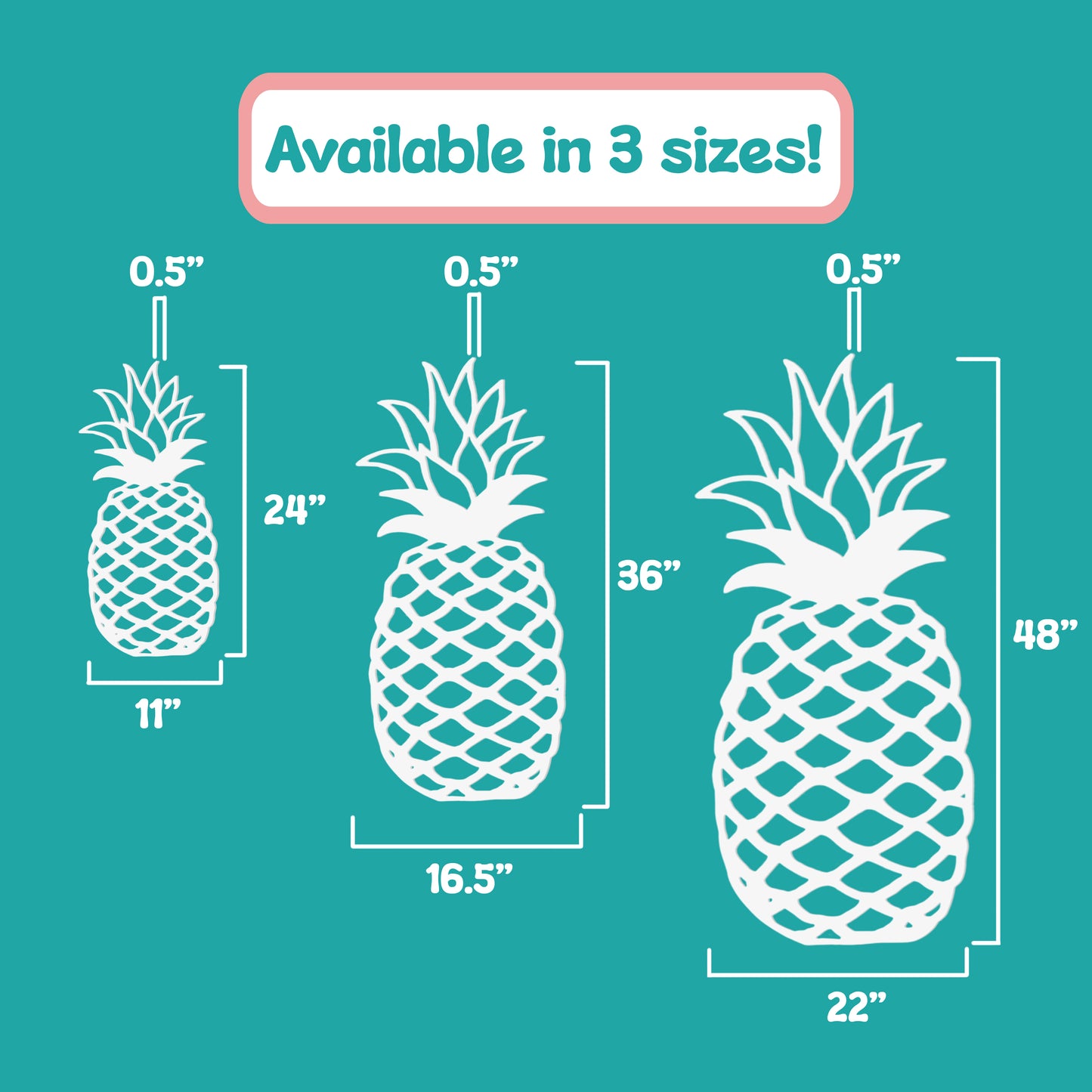 Outdoor Pineapple Wall Art – Tropical Beach House PVC Decoration for Pool, Patio, or Coastal Cottage Décor – Weatherproof Pineapple Sign, 2 - 4 Feet