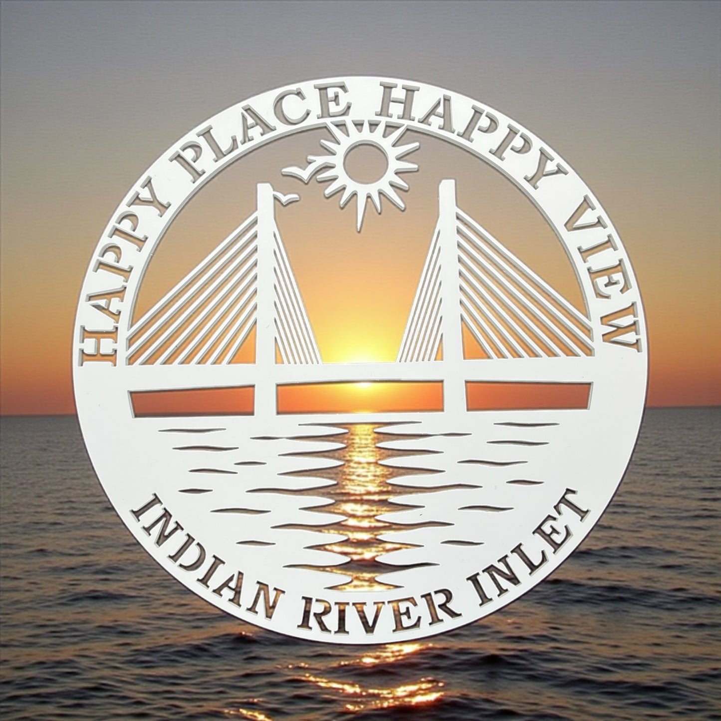 Happy Place Happy View Indian River Inlet PVC Wall Art, 3 Foot
