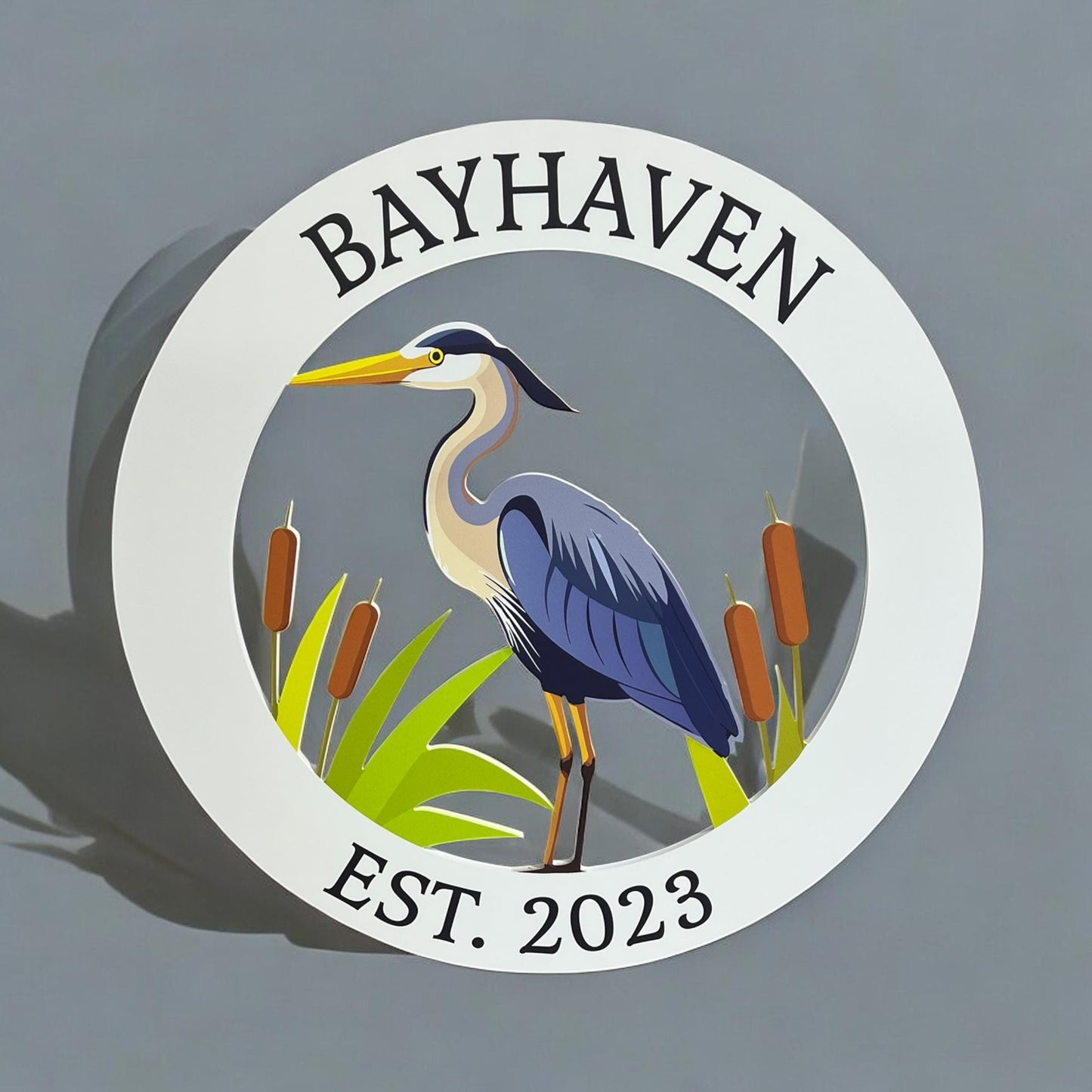 Custom 36” Heron Egret Sign – Coastal Outdoor Wall Art for Beach House, Porch or Cottage – Weatherproof PVC, Beach Decor, Porch Patio