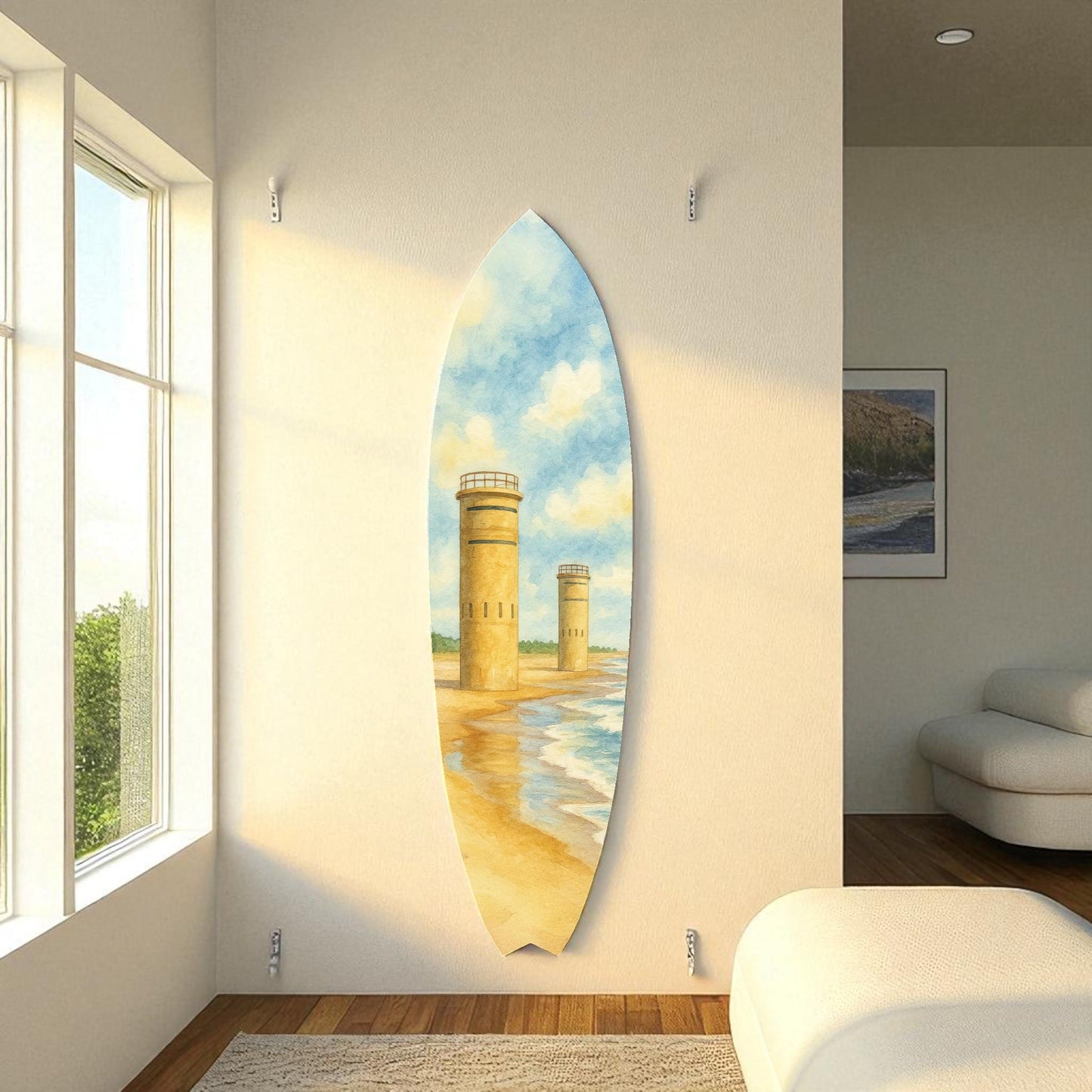 Cape Henlopen Delaware Surfboard Sign – WWII Observation Tower Decor – Coastal Indoor Outdoor Art, 3 - 5 Feet