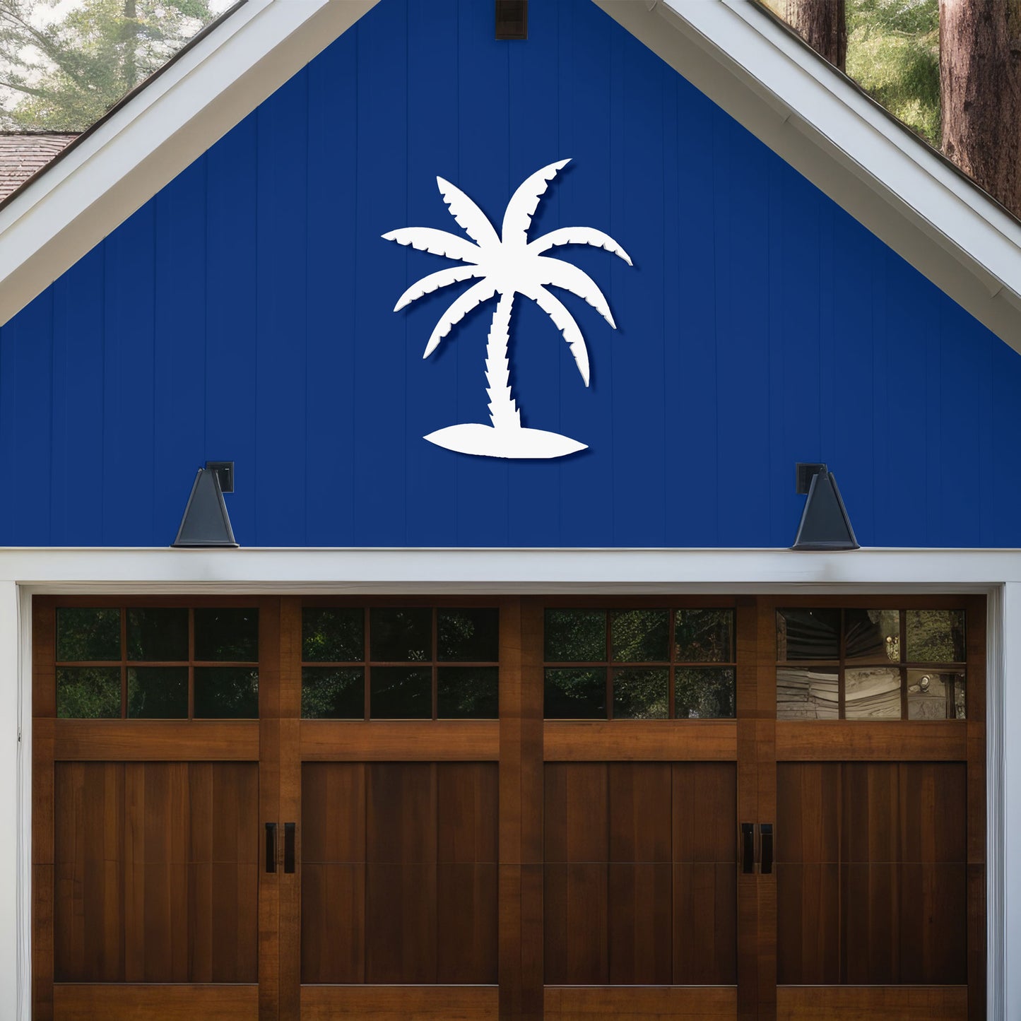 Outdoor Palm Tree Wall Art Beach House Decor – Tropical Palm Tree Sign – Weatherproof PVC Coastal Wall Hanging for Porch Patio or Poolside