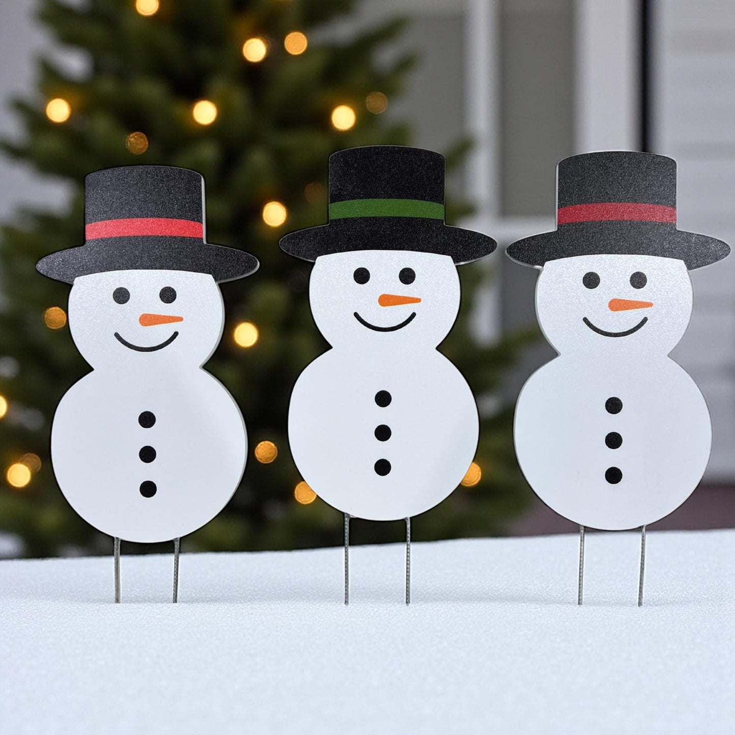 Snowman Yard Stakes Set: PVC Holiday Outdoor Porch Decor