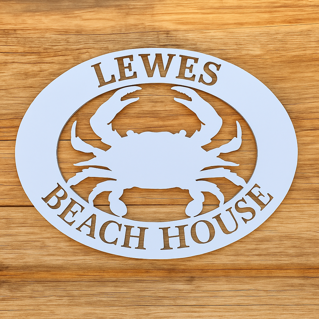 Outdoor Custom Crab Sign, Weather Resistant PVC, Personalized Beach House Decor