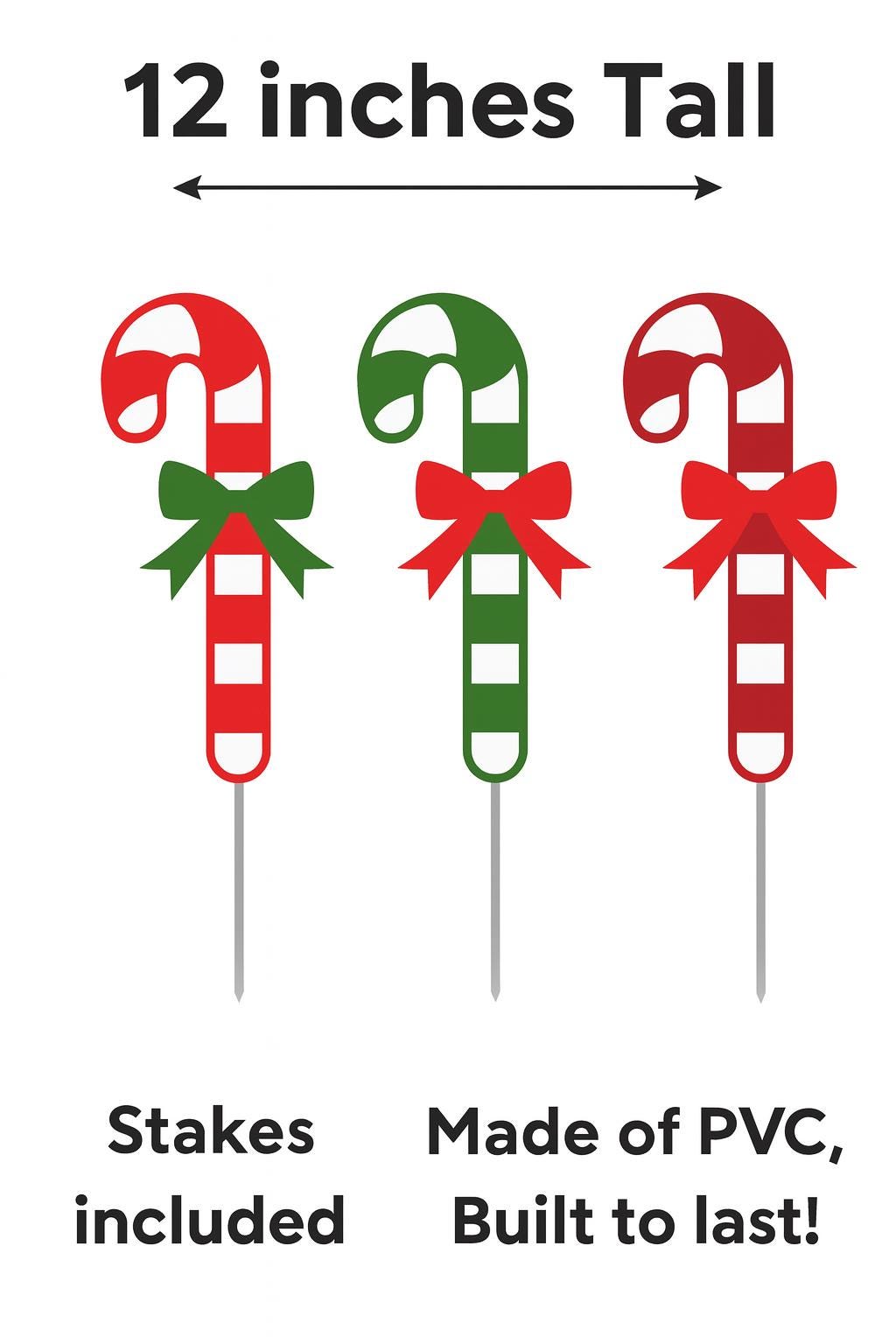 Candy Cane Yard Stakes: Weatherproof PVC Christmas Lawn Decor, Outdoor Holiday Decorations