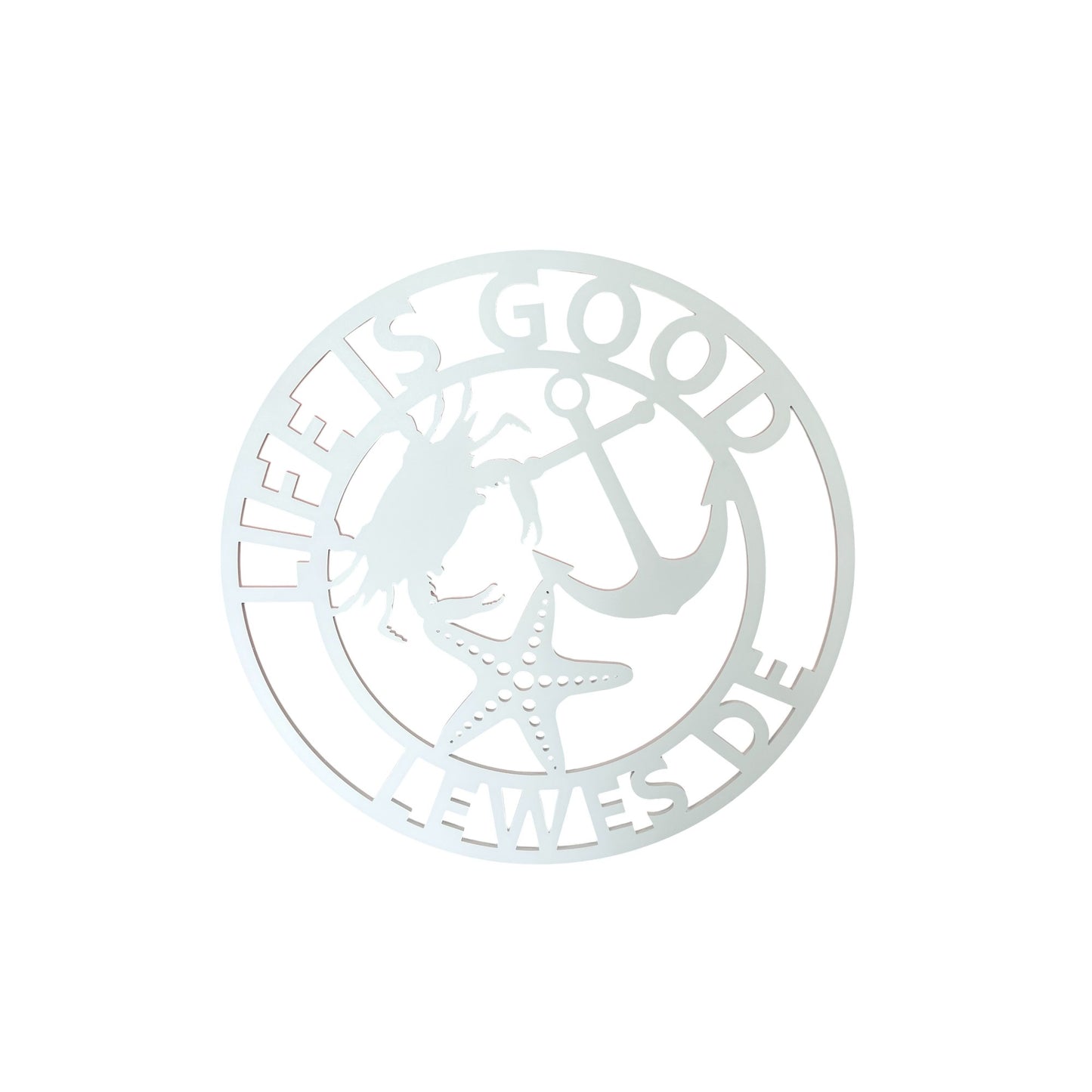 Life Is Good PVC Round Sign – Custom Town and State Wall Art for Home, Beach House, or Outdoor Décor – 2-Foot Round