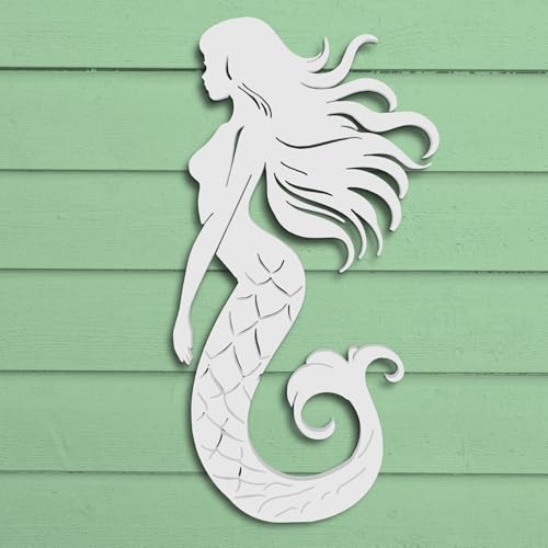 Outdoor Mermaid Wall Art – Nautical Mermaid Decor for Beach House, Coastal Poolside, and Ocean-Themed Spaces – Weatherproof PVC Mermaid Sign