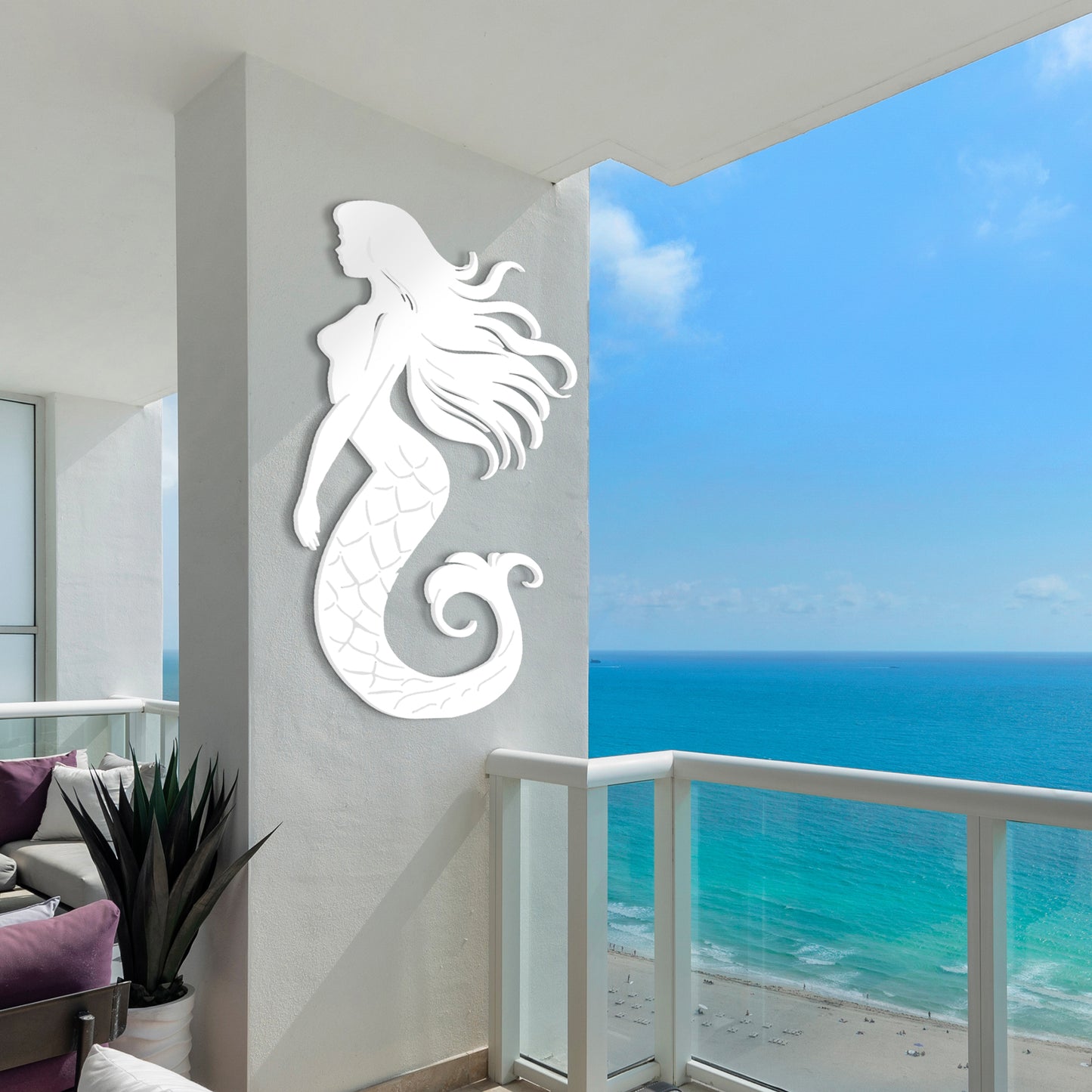 All-Weather Mermaid PVC Sign – Durable Outdoor Roof Eave Decor, Coastal Beach House Decoration, Weatherproof Mermaid Wall Art