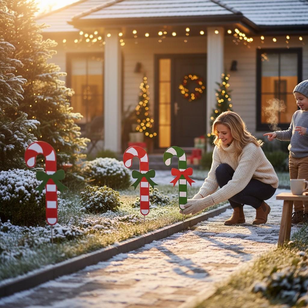 Candy Cane Yard Stakes: Weatherproof PVC Christmas Lawn Decor, Outdoor Holiday Decorations