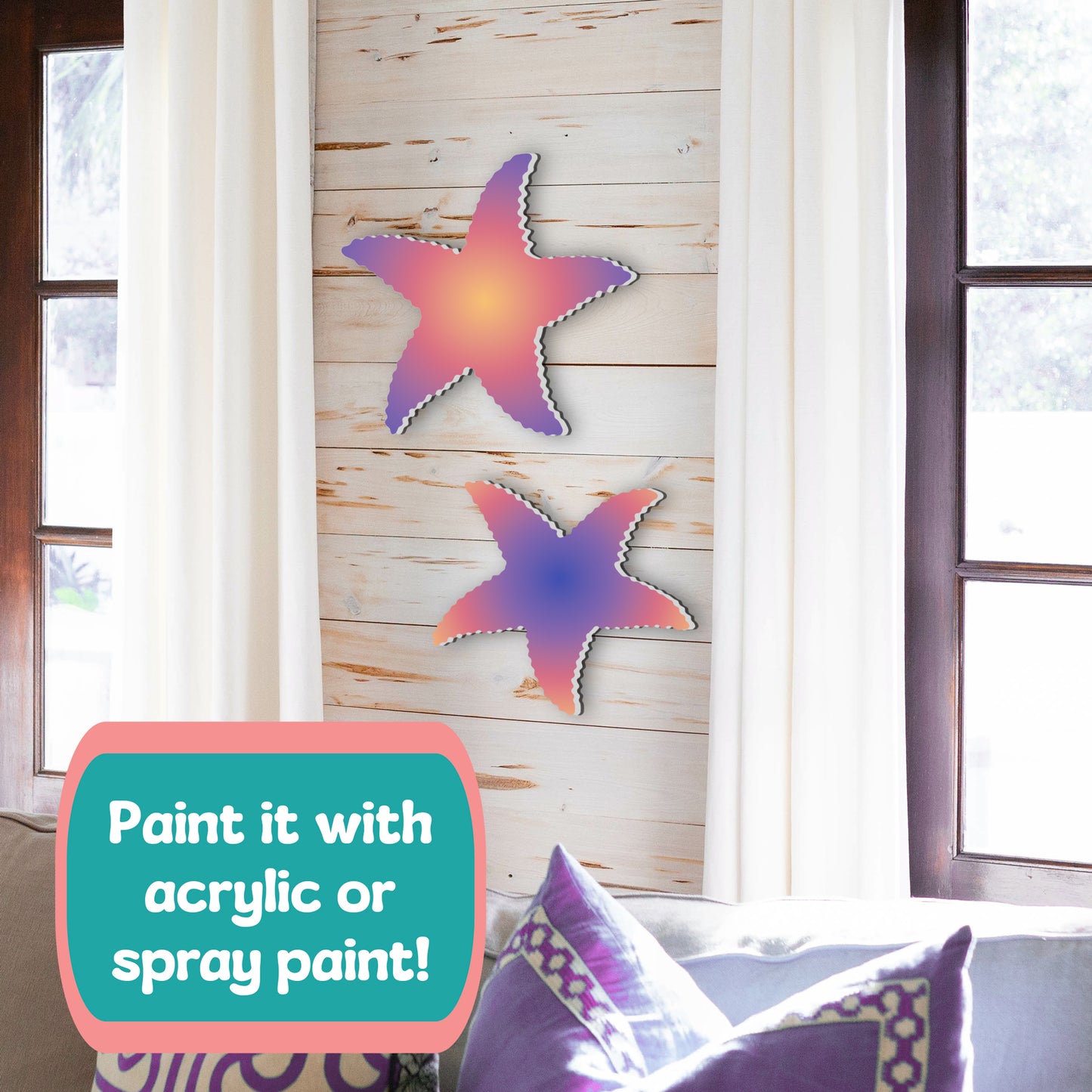 Outdoor Starfish Wall Decor, PVC Starfish Beach House Decoration, Weatherproof Coastal Wall Art for Pool, Shed, Nautical Ocean-Themed Sign