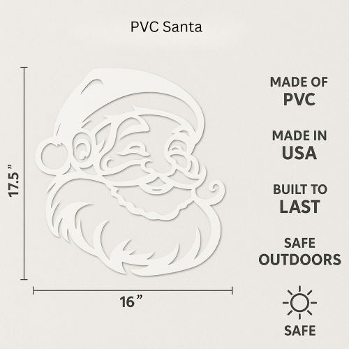 Santa Claus Christmas Decoration – Indoor Outdoor Holiday Wall Hanging Christmas Sign – Weatherproof PVC, Handmade in the USA