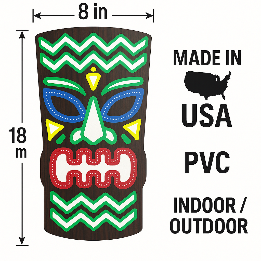 Tiki Mask Wall Decor – Tropical Style for Tiki Bars, Pool Areas, Patios, or Beach-Themed Spaces – Weatherproof PVC, 18 Inches