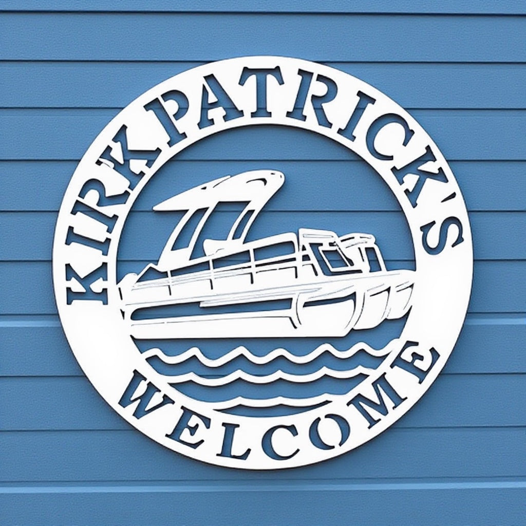Pontoon Boat Name Sign – Custom Dock or Boathouse Plaque, Outdoor PVC, Nautical Lake/Beach House Decor