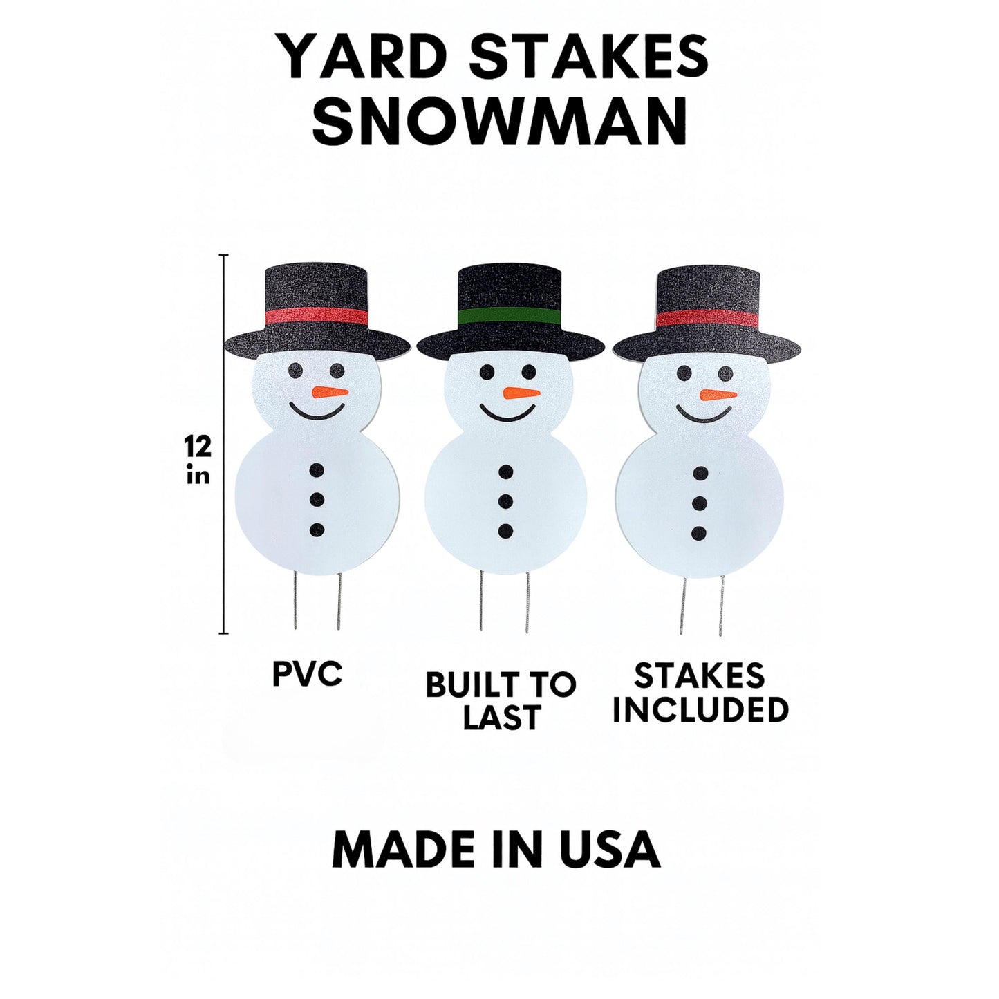Snowman Yard Stakes Set: PVC Holiday Outdoor Porch Decor