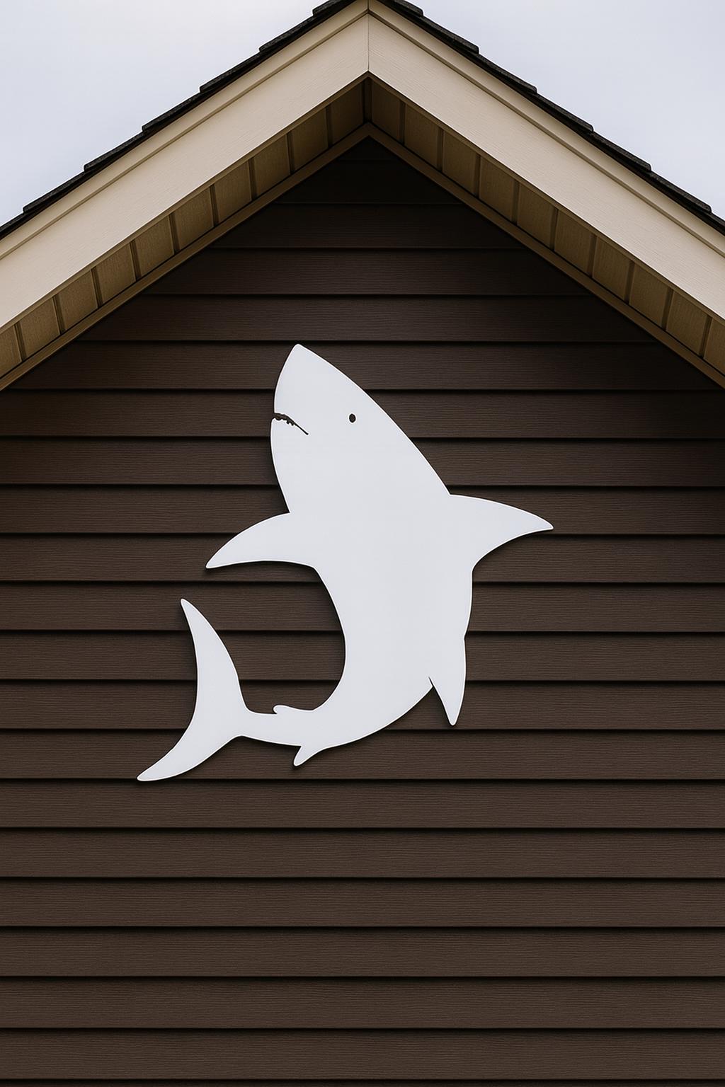PVC Shark Wall Art - Outdoor Beach House Decor, Nautical Coastal Shark Sign, Durable Weatherproof PVC, Made in USA