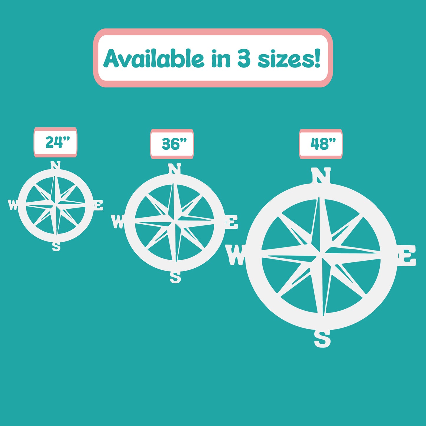 Outdoor Nautical Compass Sign - Outdoor PVC Coastal Wall Art for Beach House, Garage, Shed - Compass Rose Wall Decor