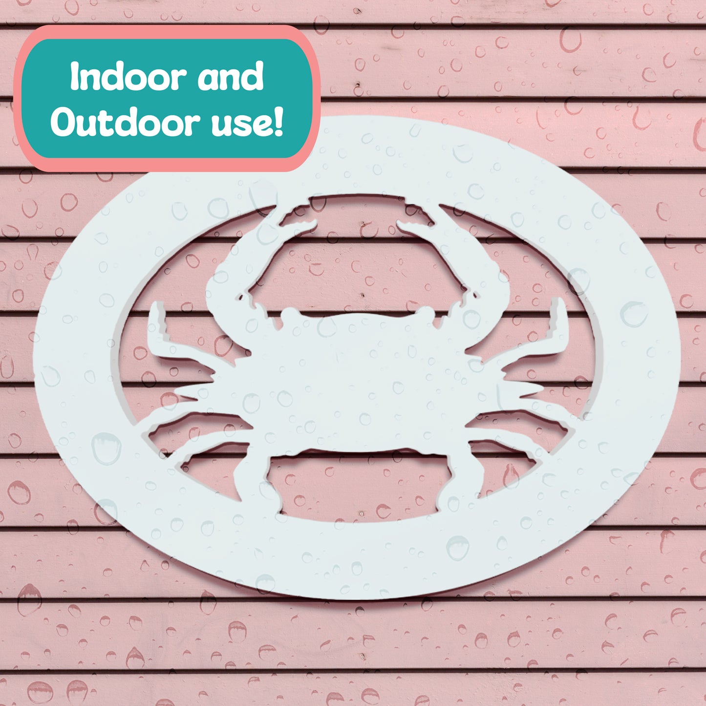 Outdoor Crab Wall Decor – Coastal Nautical Beach House Accent for Home, Garage, Shed – Weatherproof Crab Sign – Paintable Coastal Wall Art