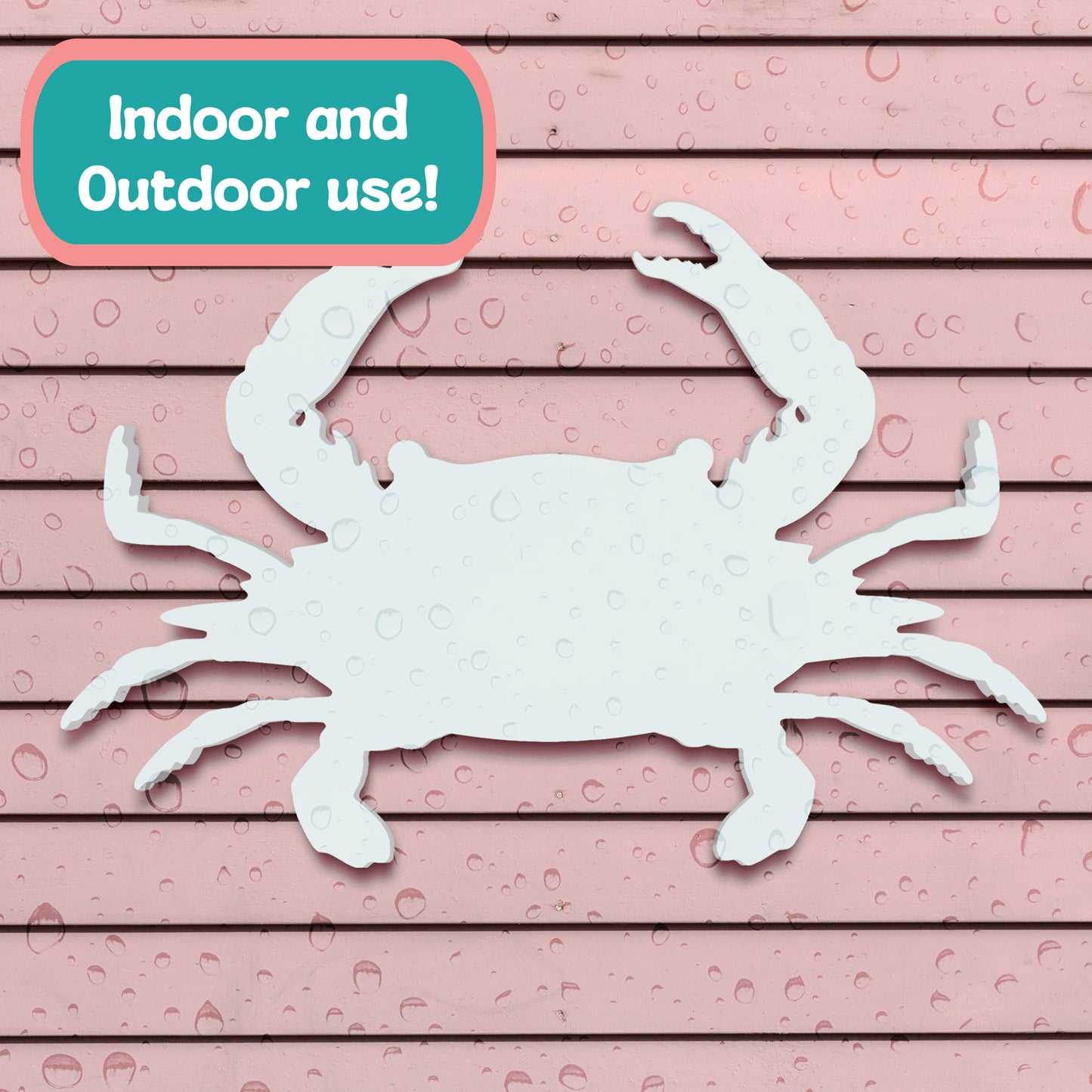 Outdoor Crab Sign, Crab Decoration and Wall Art, PVC Weather Resistant Crab Decor for Yard, House or Patio, Beach House Decoration