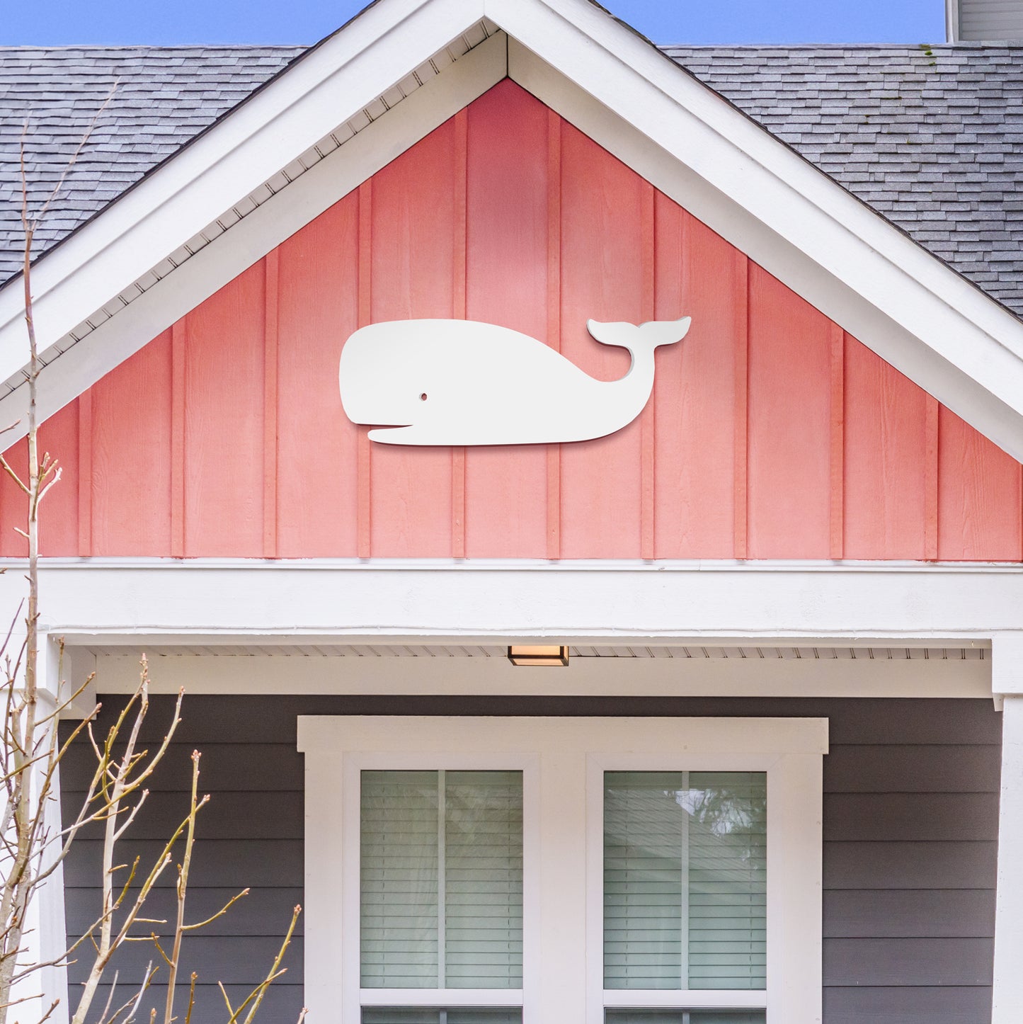 Outdoor Whale Wall Decor – White PVC Beach House Wall Art, Coastal Whale Sign Exterior & Interior – Nautical Ocean Decoration for Pool, Fence, Shed