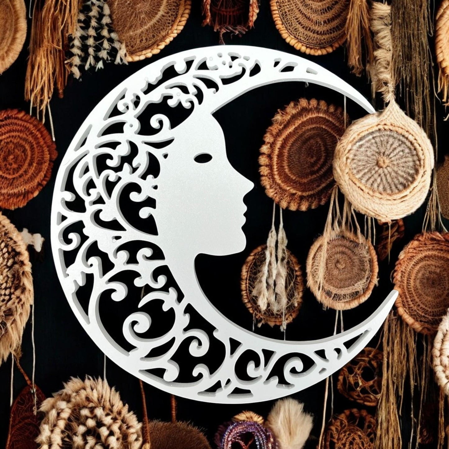 Celestial Moon Goddess PVC Wall Art, Outdoor Boho Decor, Hippie Moon Cutout