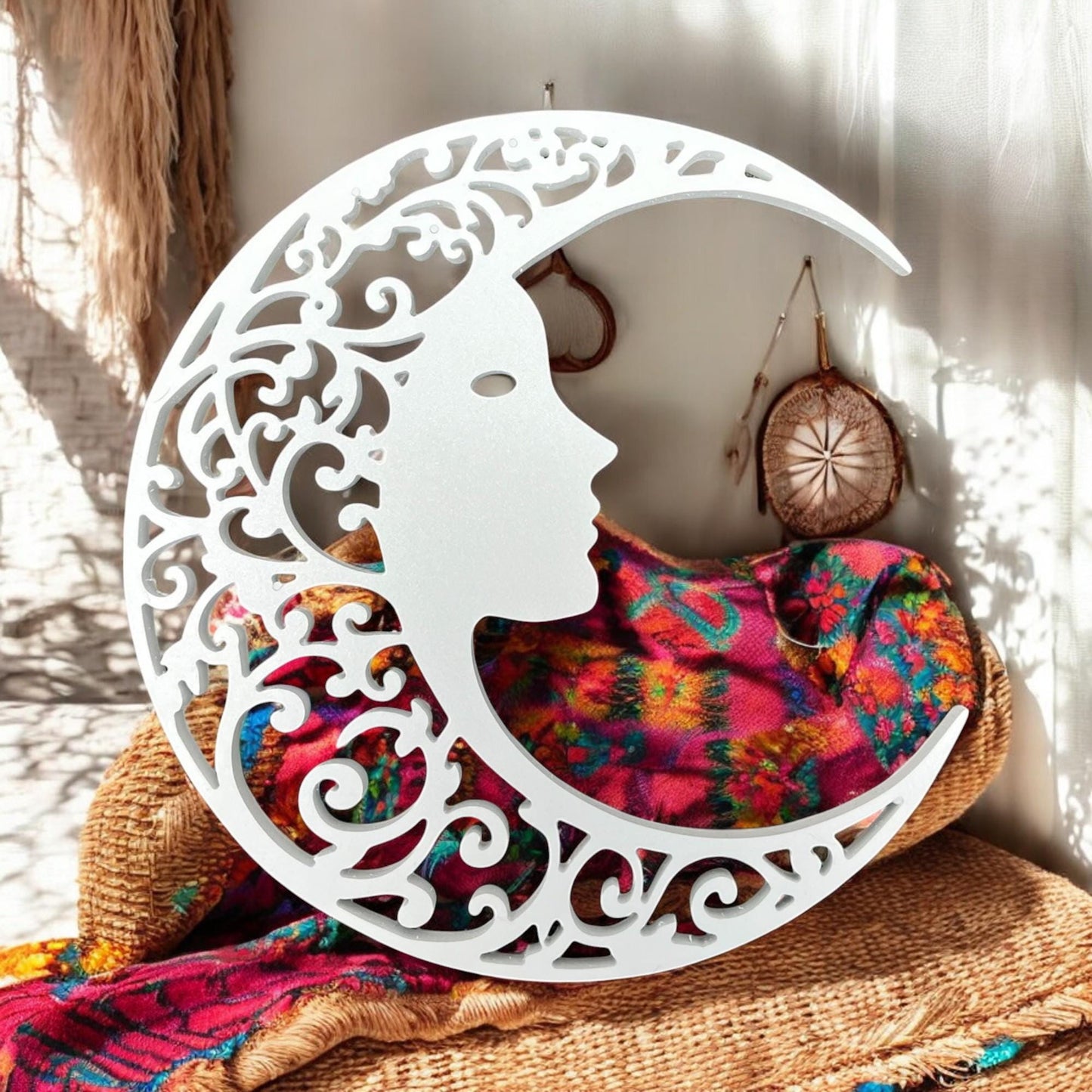 Celestial Moon Goddess PVC Wall Art, Outdoor Boho Decor, Hippie Moon Cutout