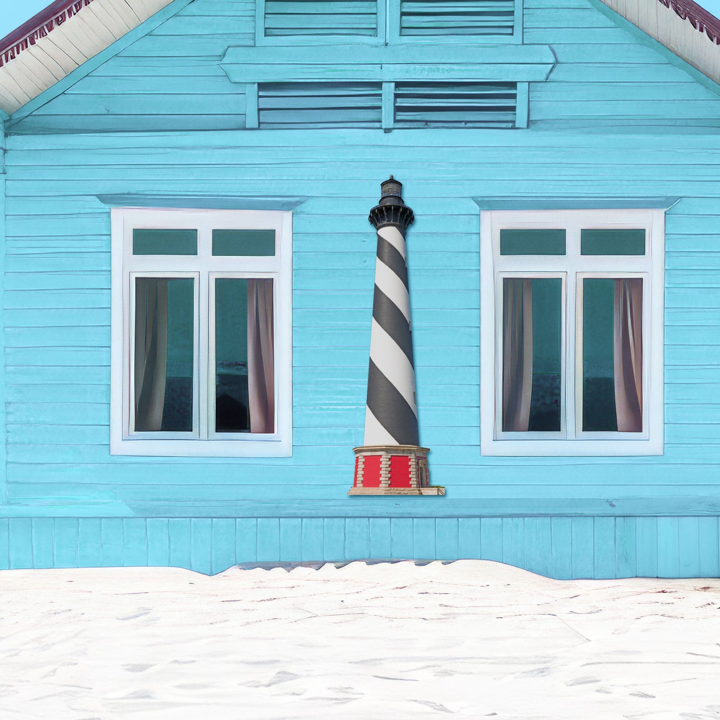 Lighthouse Wall Art, Cape Hatteras North Carolina, Lighthouse Sign, Indoor Outdoor Weatherproof PVC Decor, 3 - 5 Feet