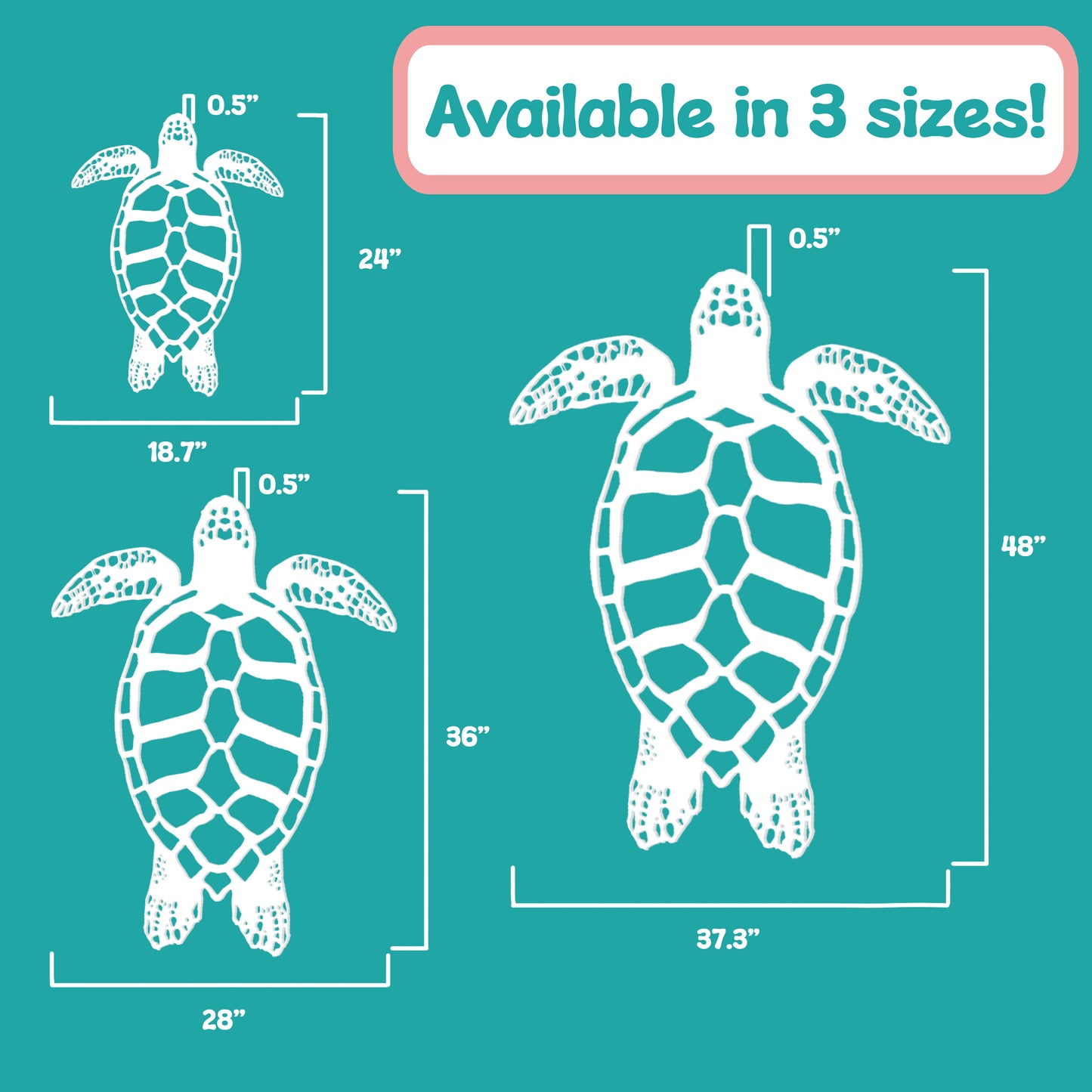 Outdoor Sea Turtle Wall Decor - PVC Turtle Sign for Beach House, Coastal Home, Patio, or Fence - Nautical Ocean-Themed Wall Art