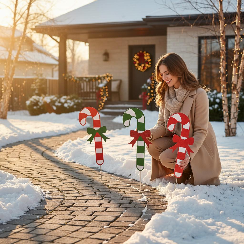 Candy Cane Yard Stakes: Weatherproof PVC Christmas Lawn Decor, Outdoor Holiday Decorations