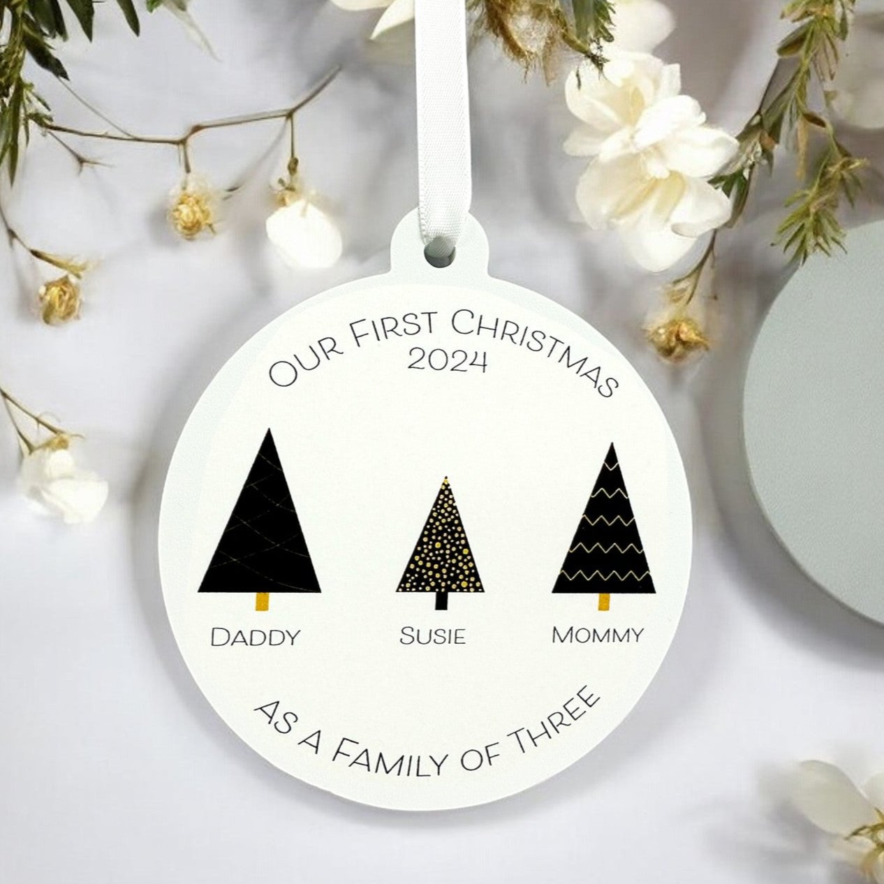 Family Of Three, Four, Five Christmas Ornament, Custom New Family Ornament, Baby's First Christmas Ornament, Personalized Family Ornament