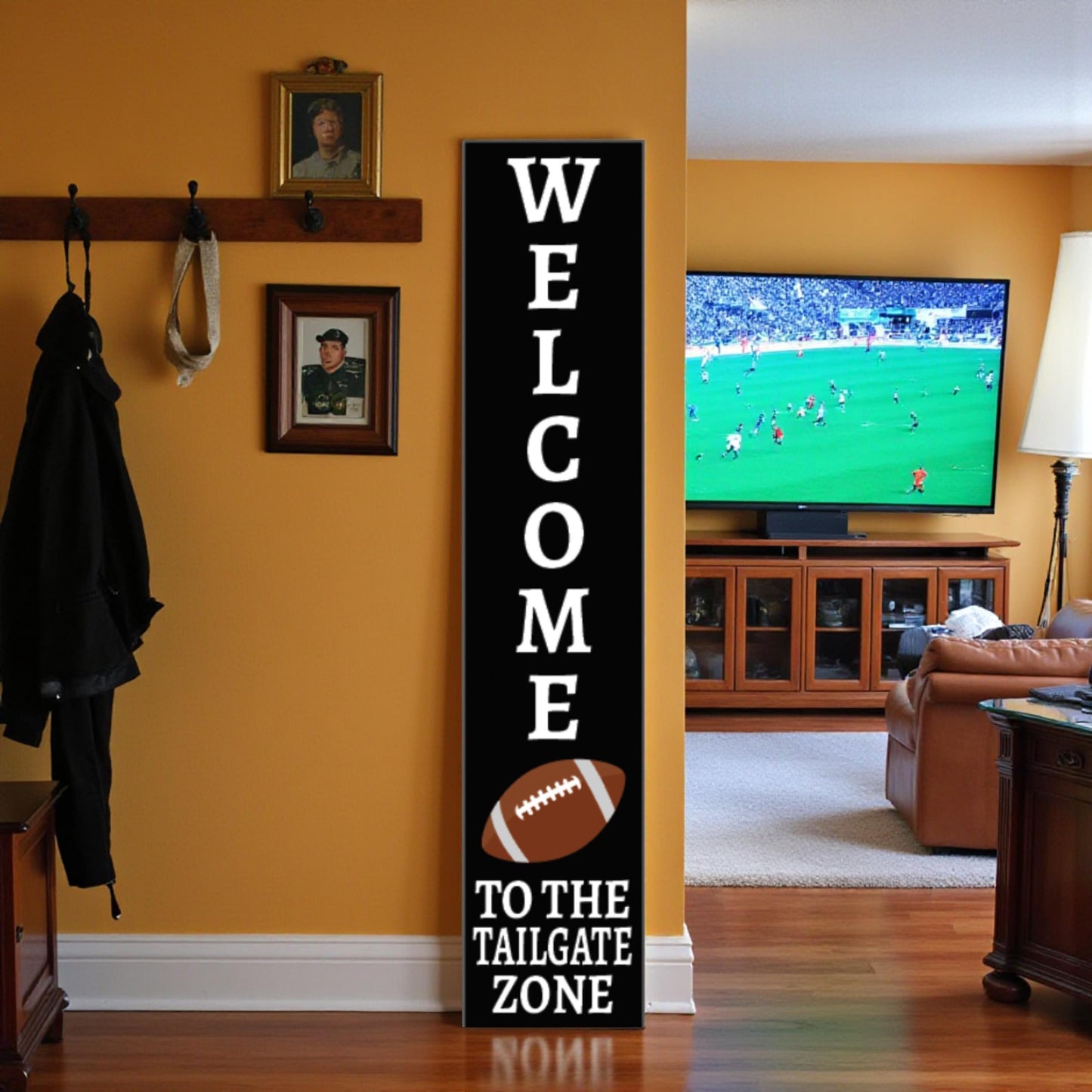 Tailgate Zone Sign: Football Porch Leaner - Game Day Decor